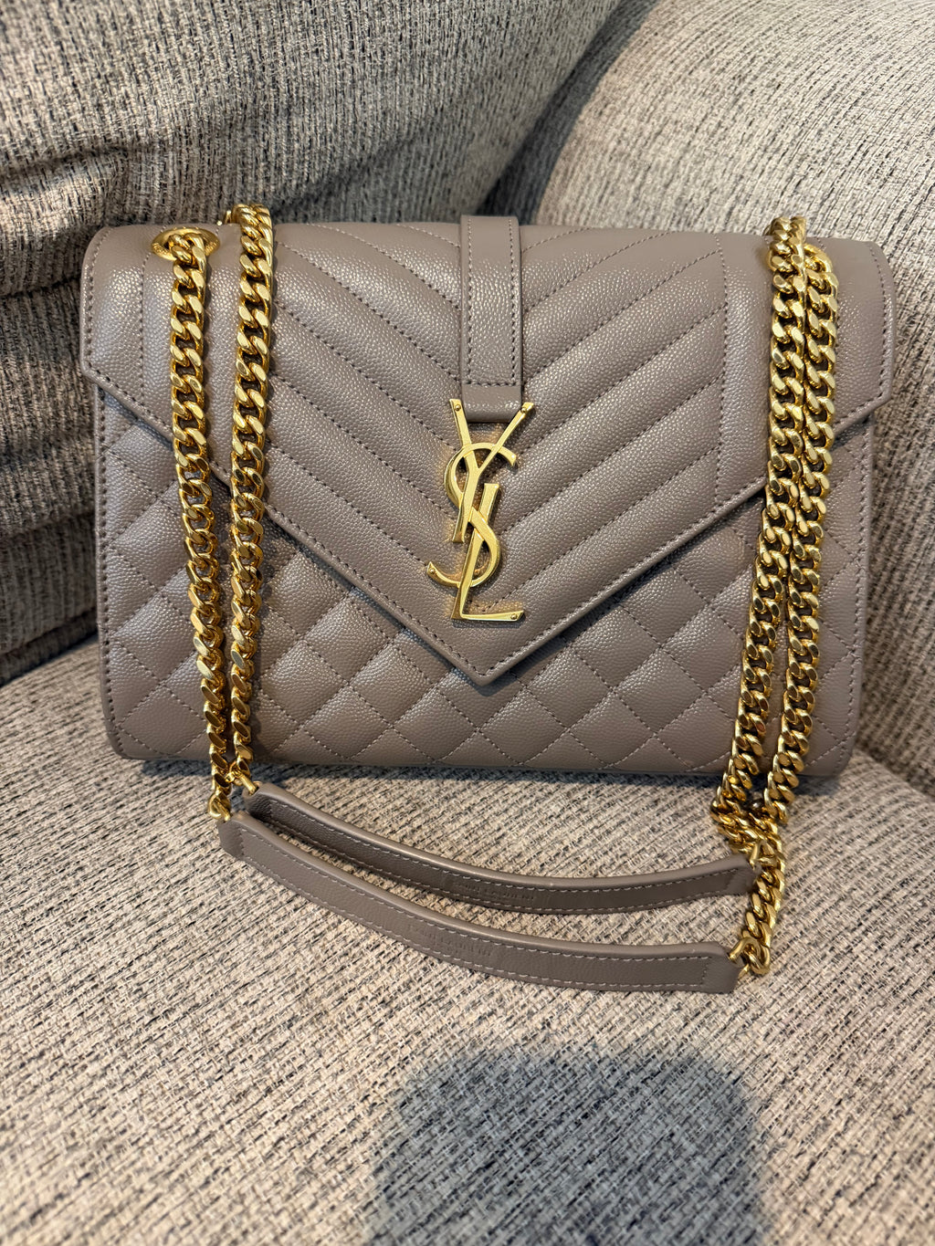 YSL Envelope Medium Taupe