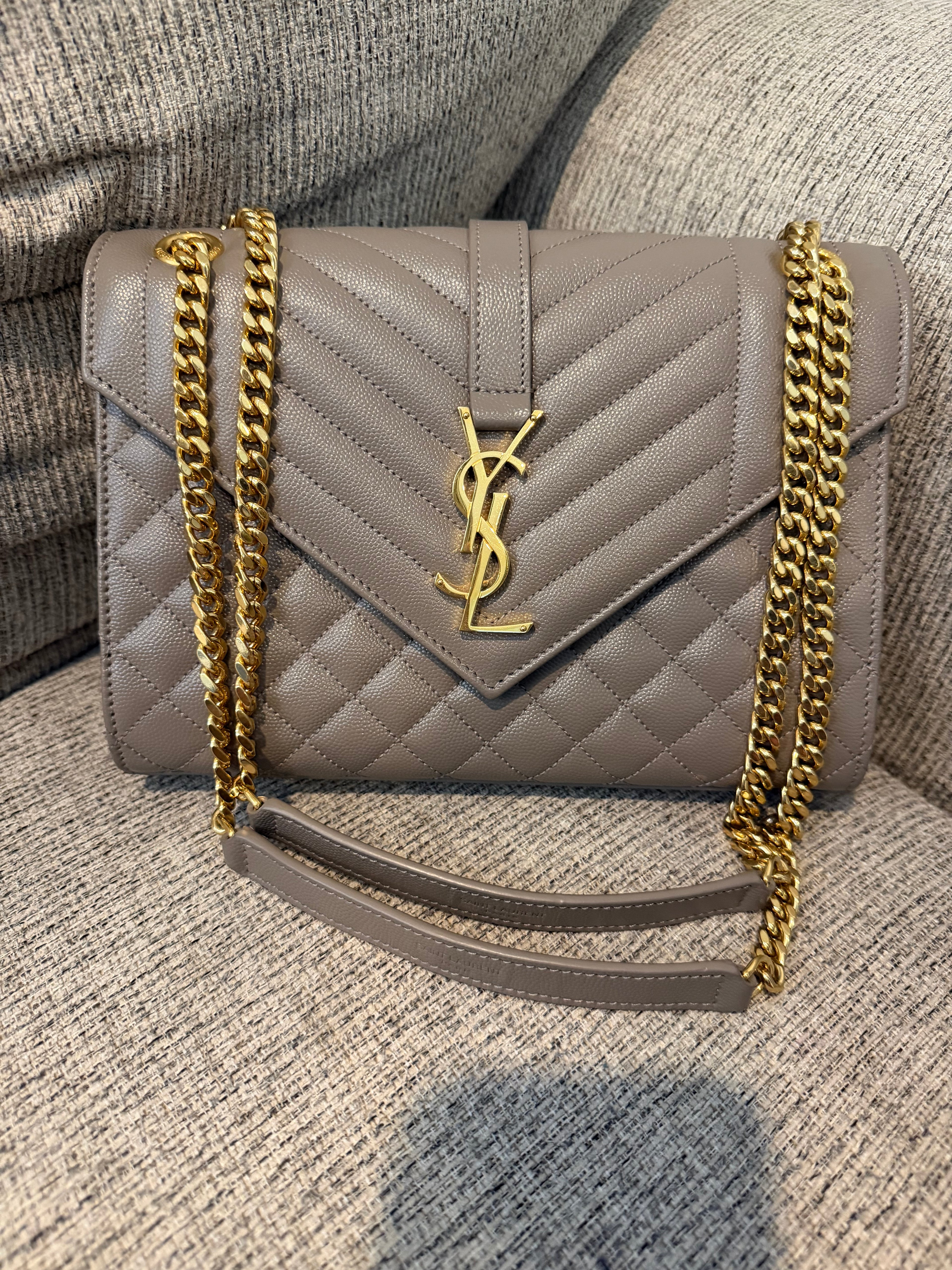 YSL Envelope Medium Taupe