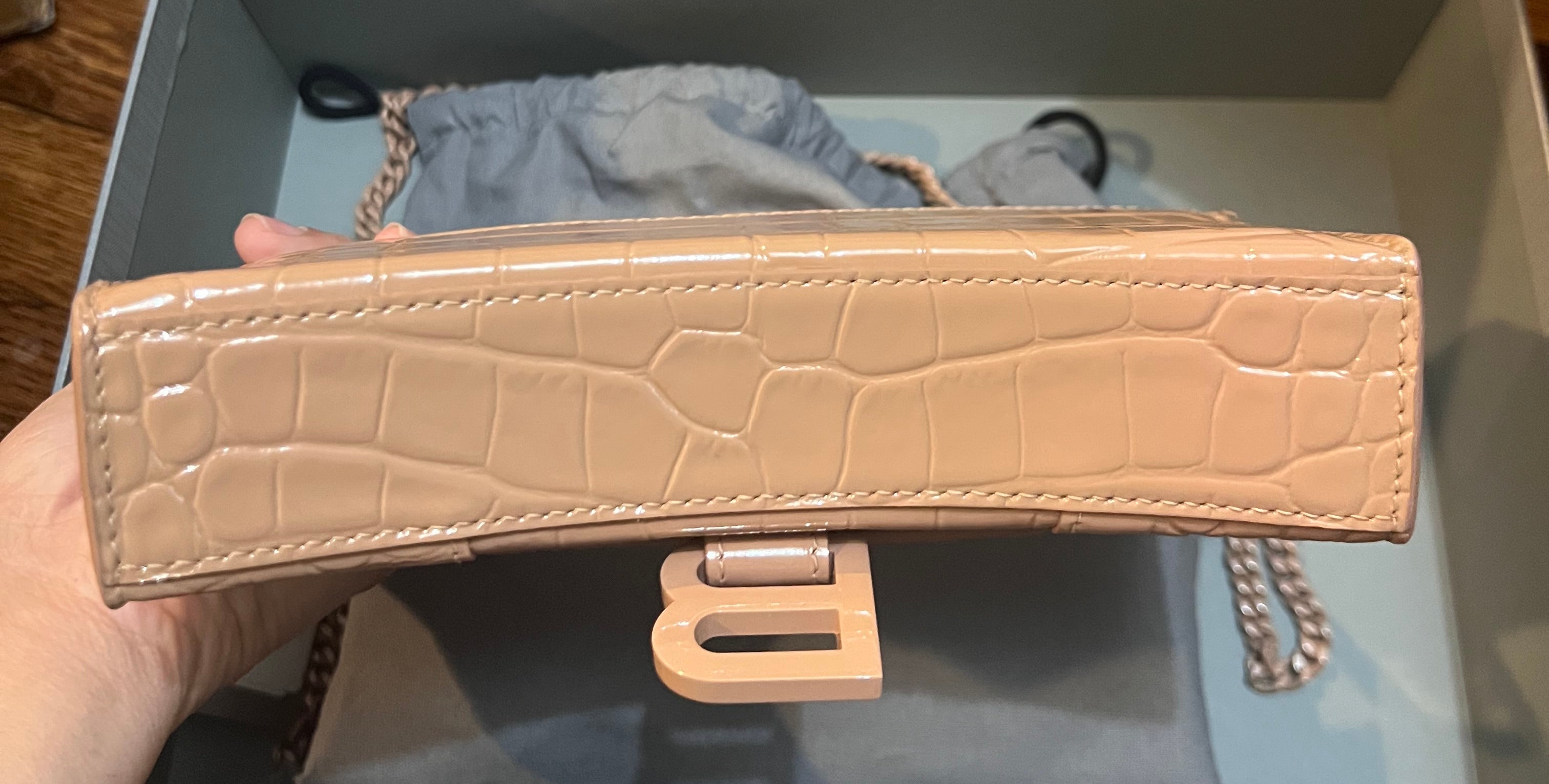 Balenciaga Hourglass WOC Croc Monochrome