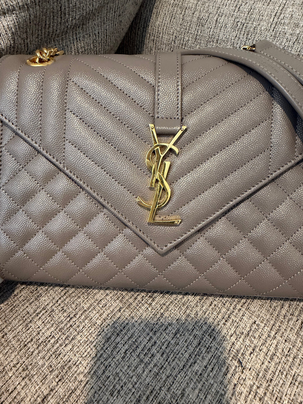 YSL Envelope Medium Taupe