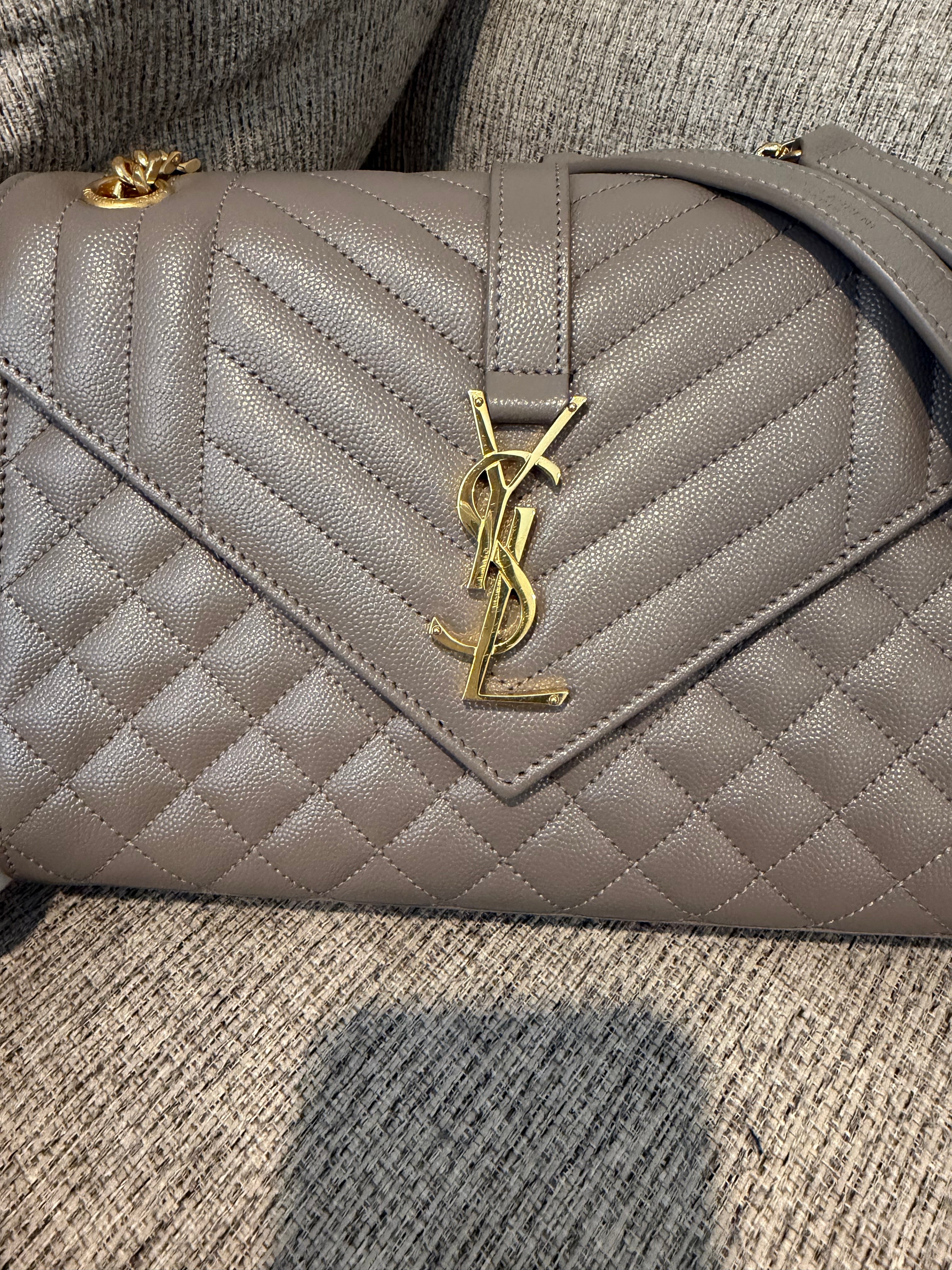 YSL Envelope Medium Taupe