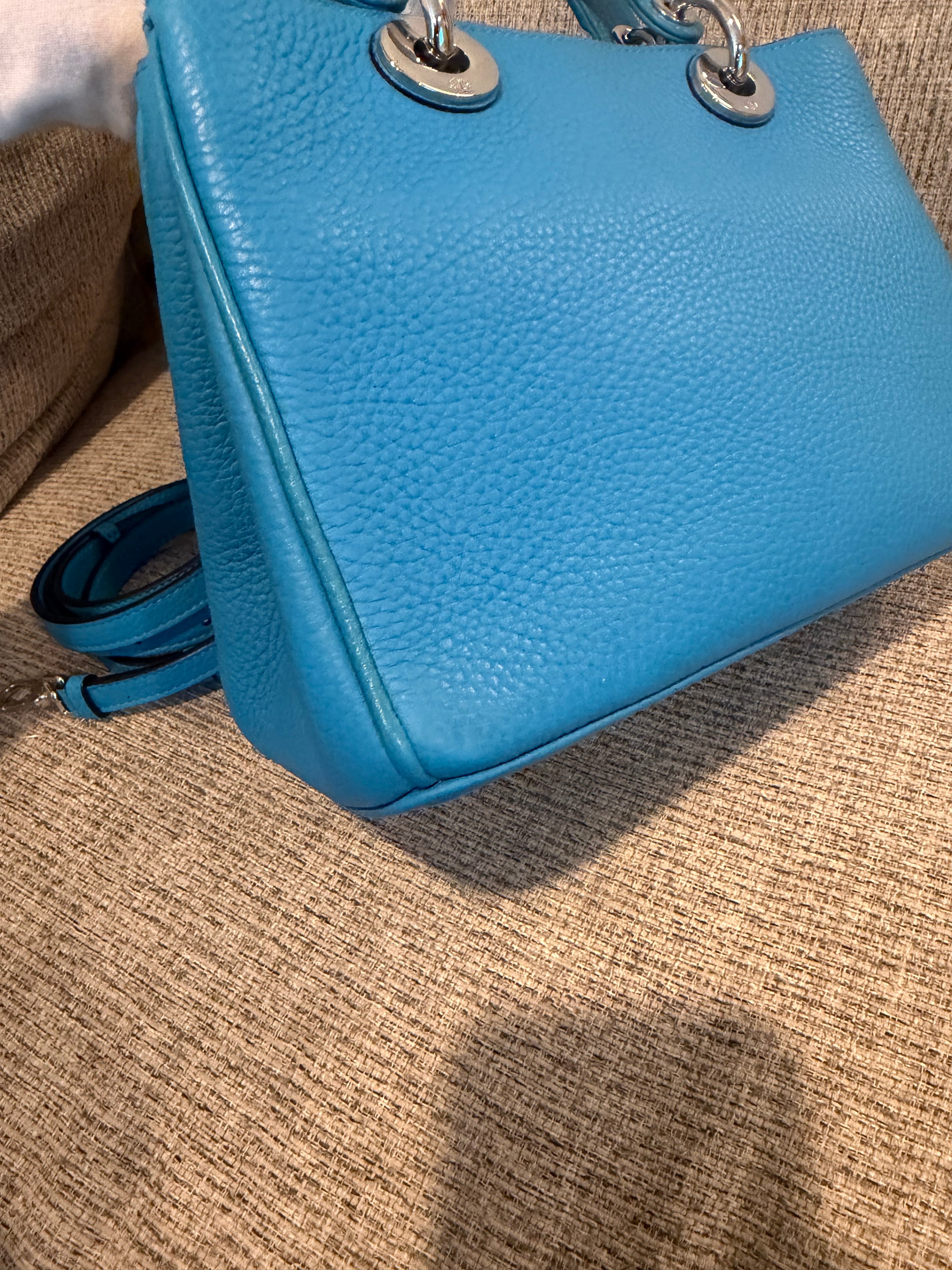 Lady Dior Small Blue Grained Leather
