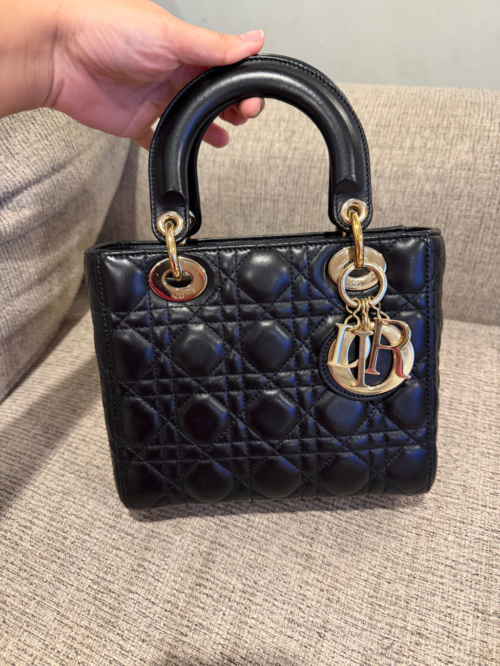 Lady Dior Small Black GHW