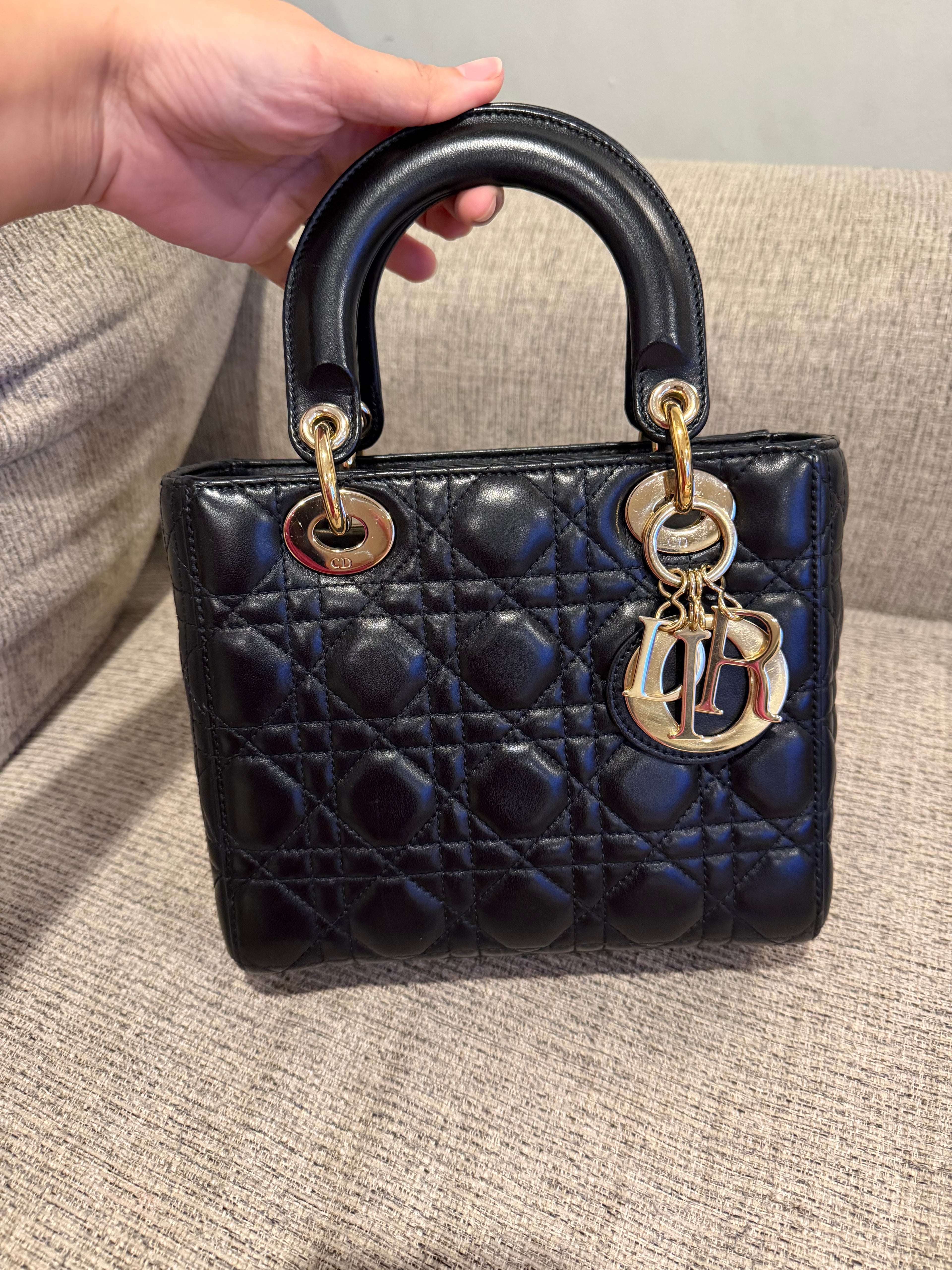 Lady Dior Small Black GHW