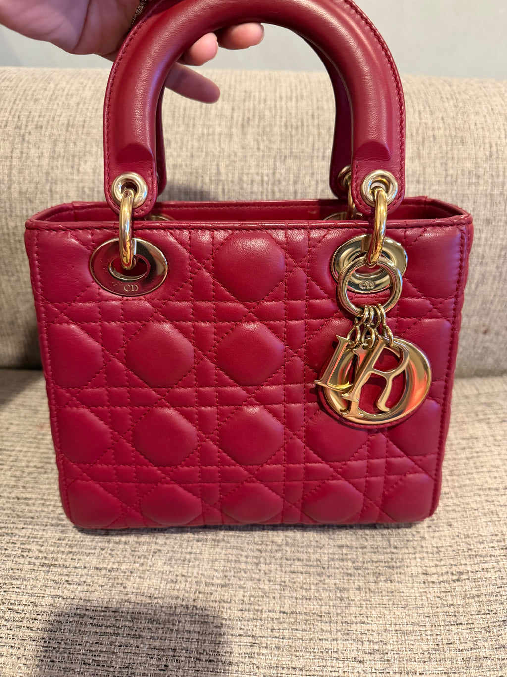 Lady Dior Small Red ABC Strap