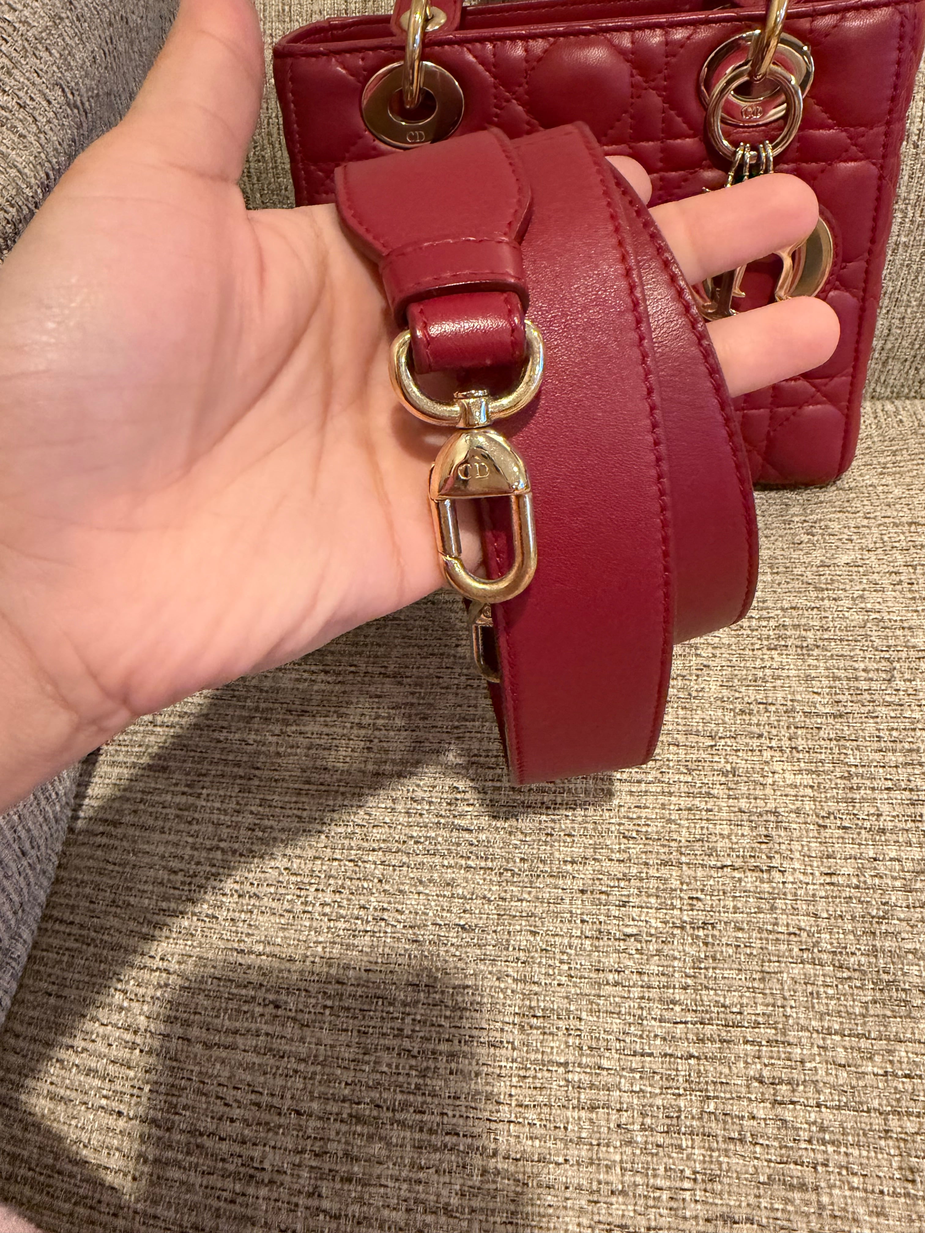 Lady Dior Small Red ABC Strap