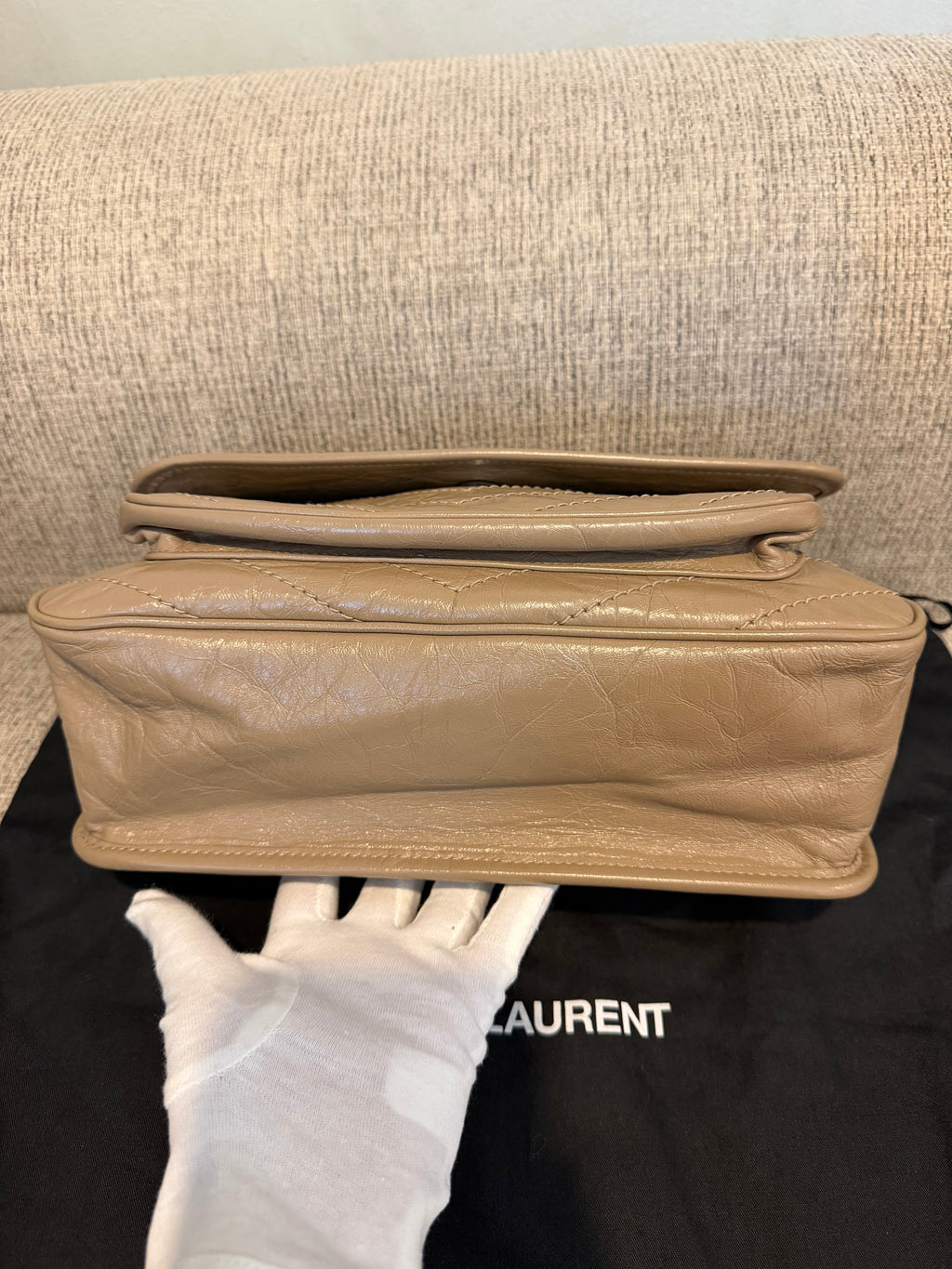 YSL Nikki Medium Dark Beige/Taupe