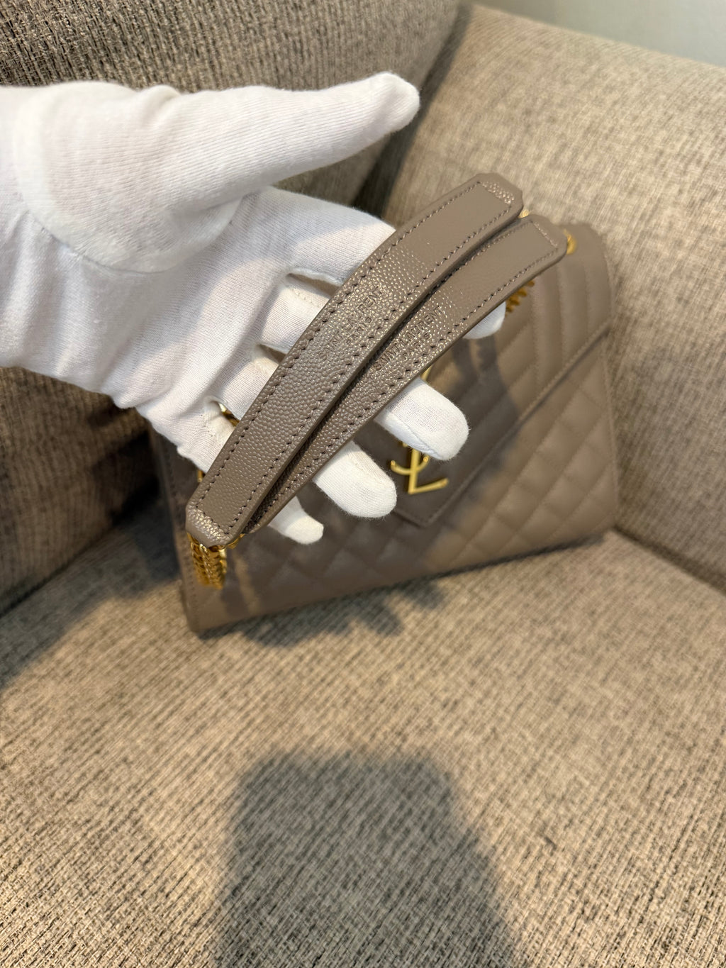 YSL Envelope Medium Taupe