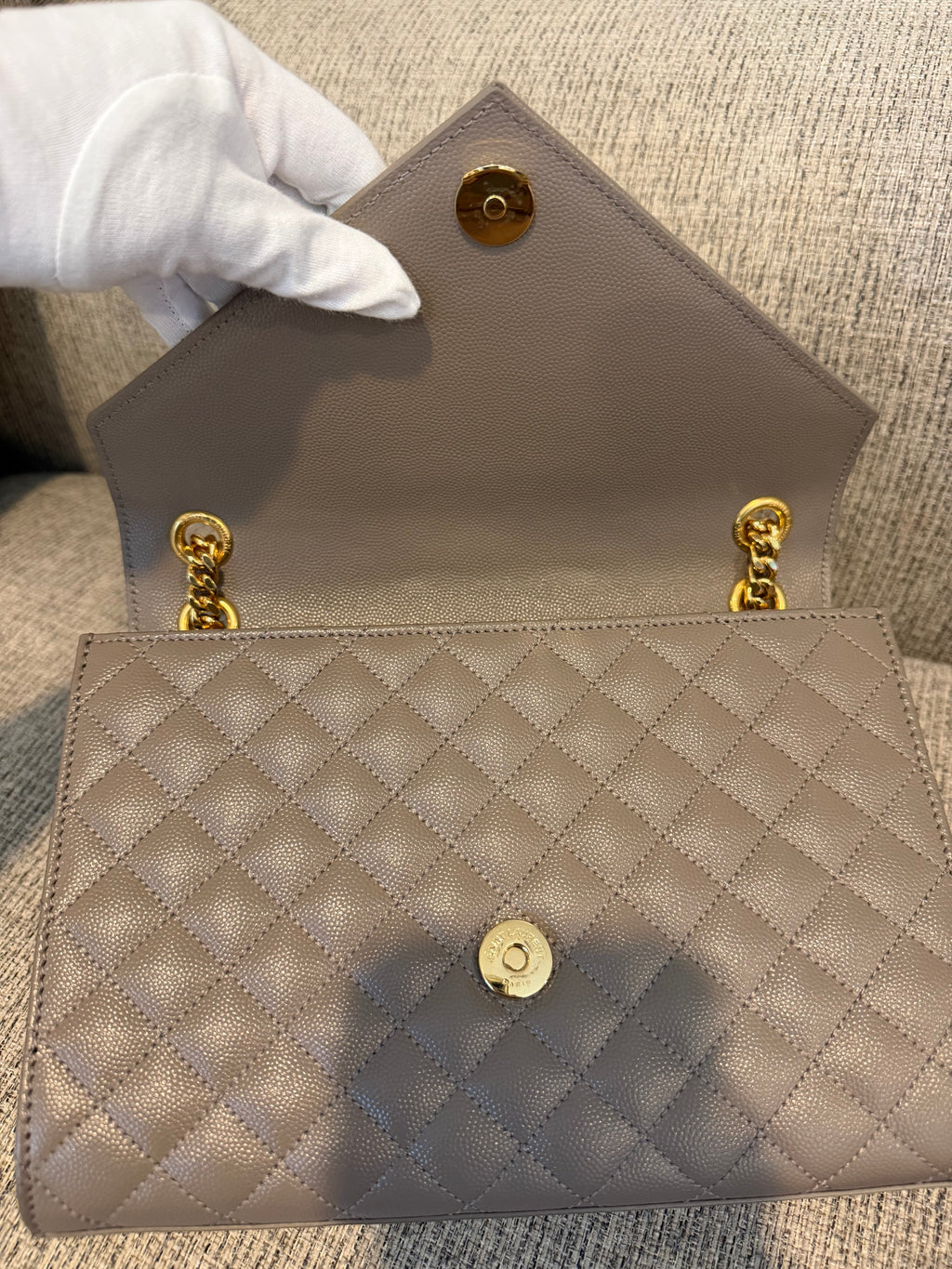 YSL Envelope Medium Taupe
