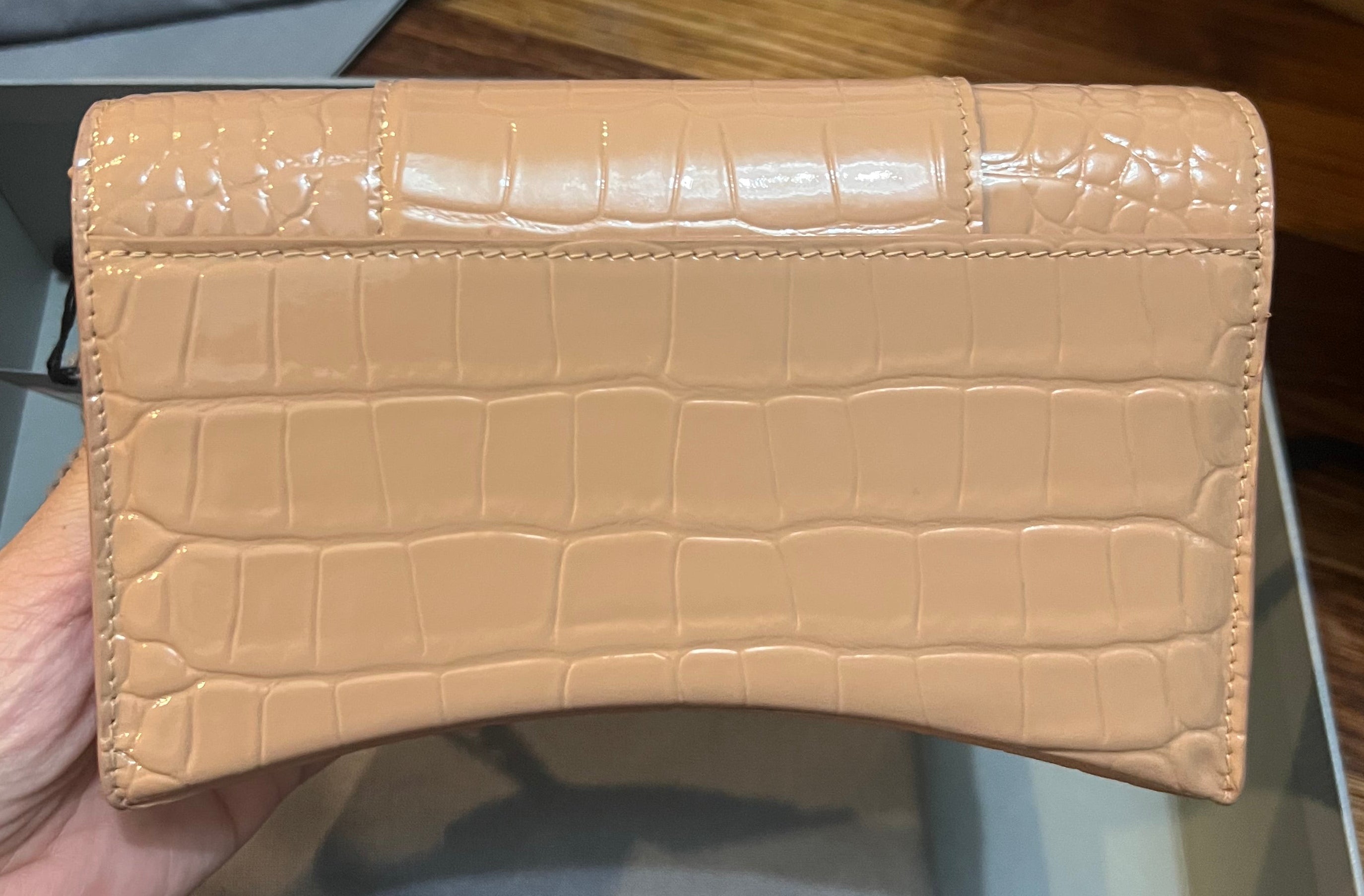 Balenciaga Hourglass WOC Croc Monochrome
