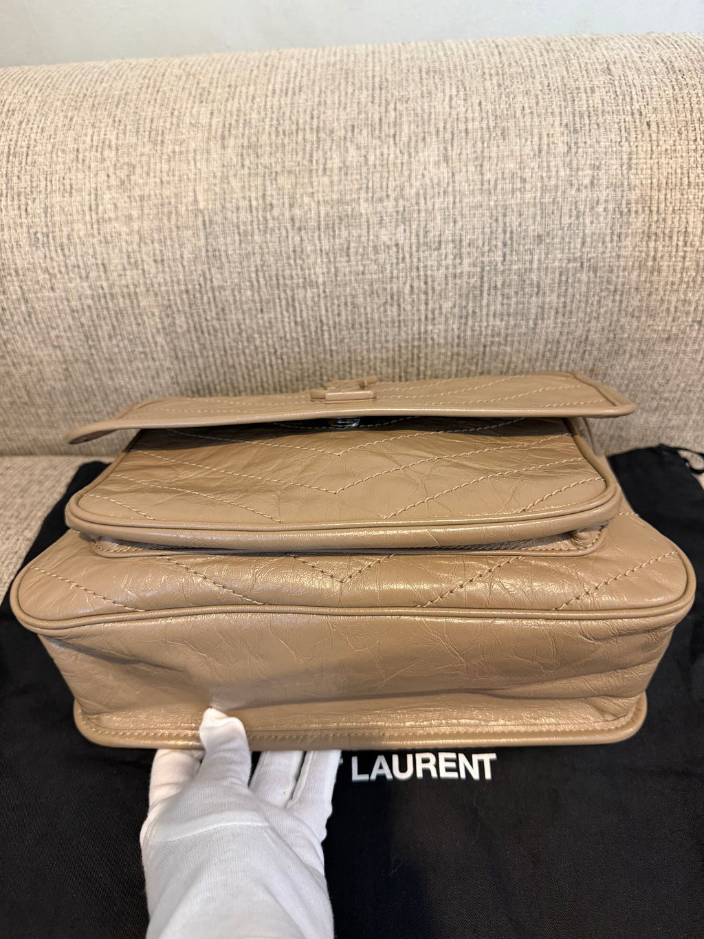 YSL Nikki Medium Dark Beige/Taupe