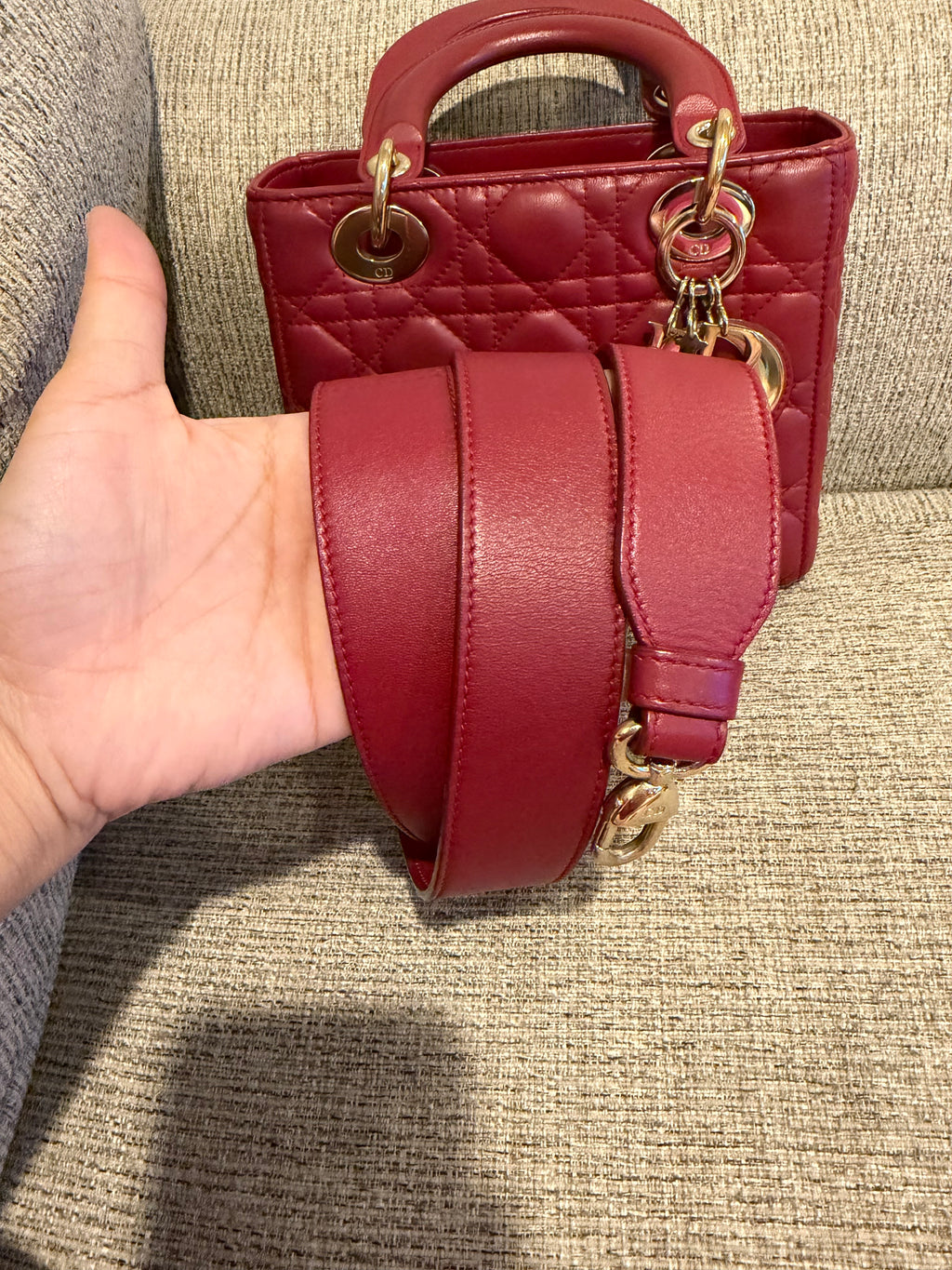 Lady Dior Small Red ABC Strap
