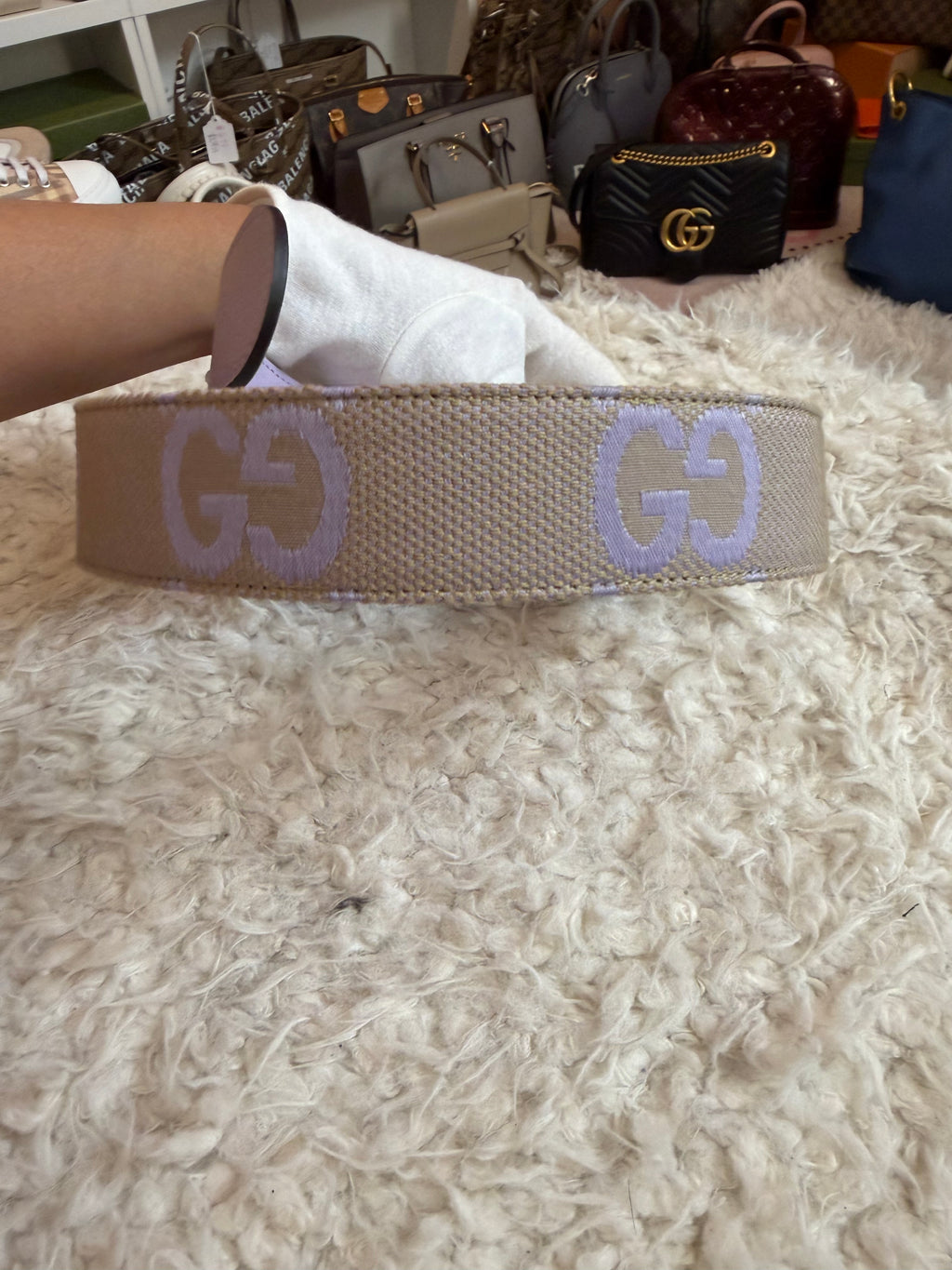 Gucci Marmont Belt Jumbo Logo lavender size 75 Bnew