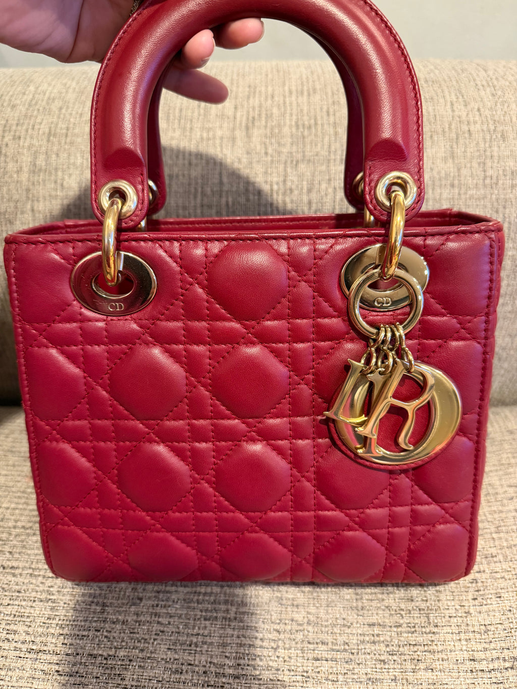 Lady Dior Small Red ABC Strap
