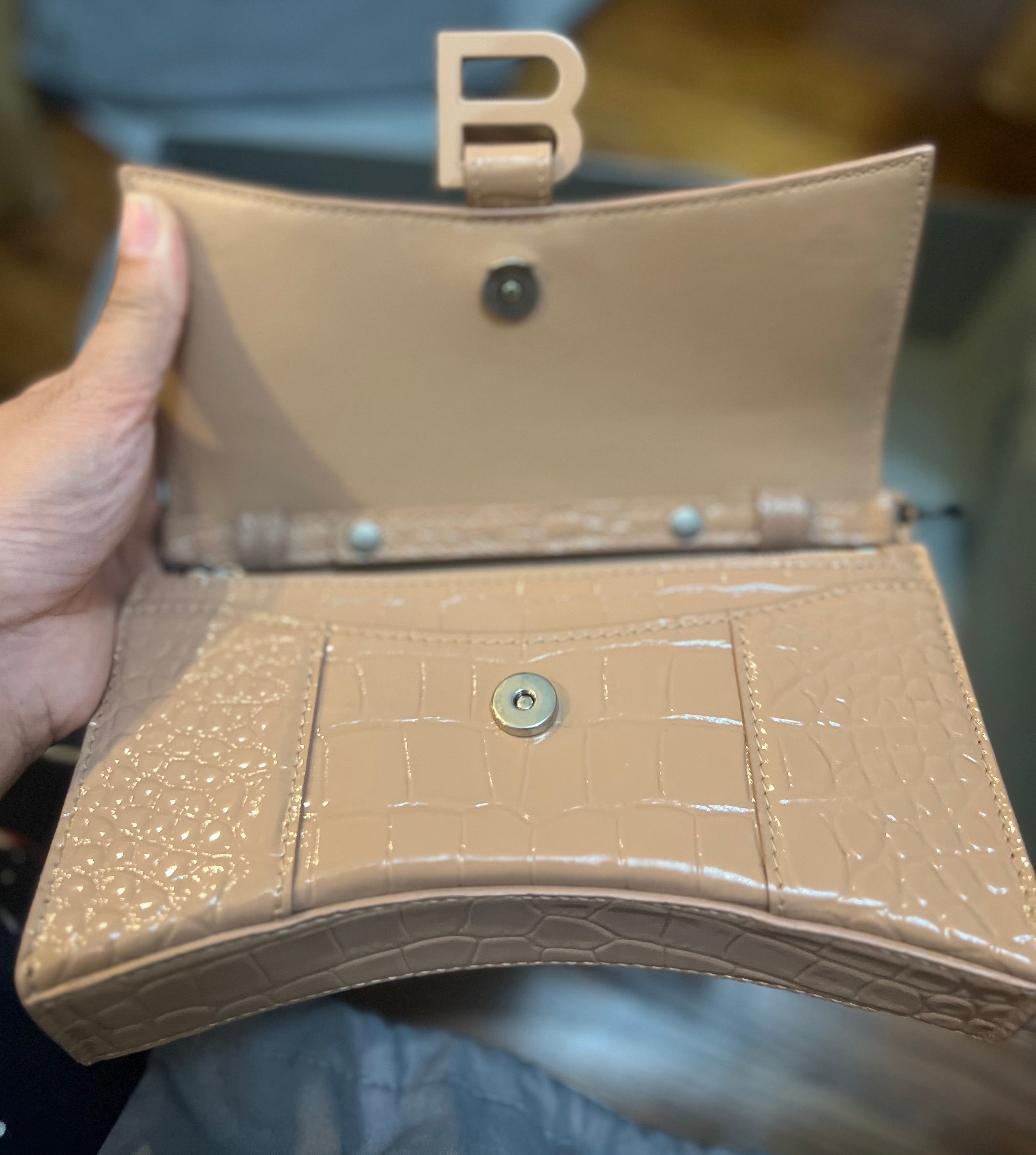 Balenciaga Hourglass WOC Croc Monochrome