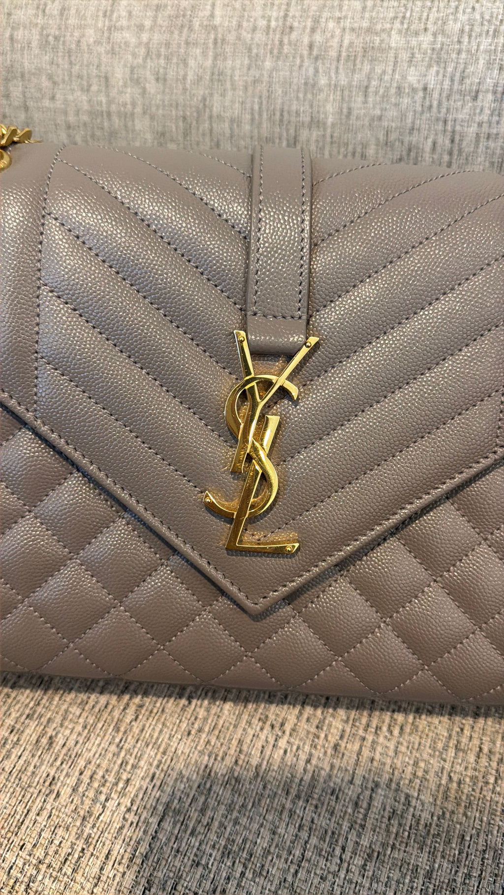 YSL Envelope Medium Taupe