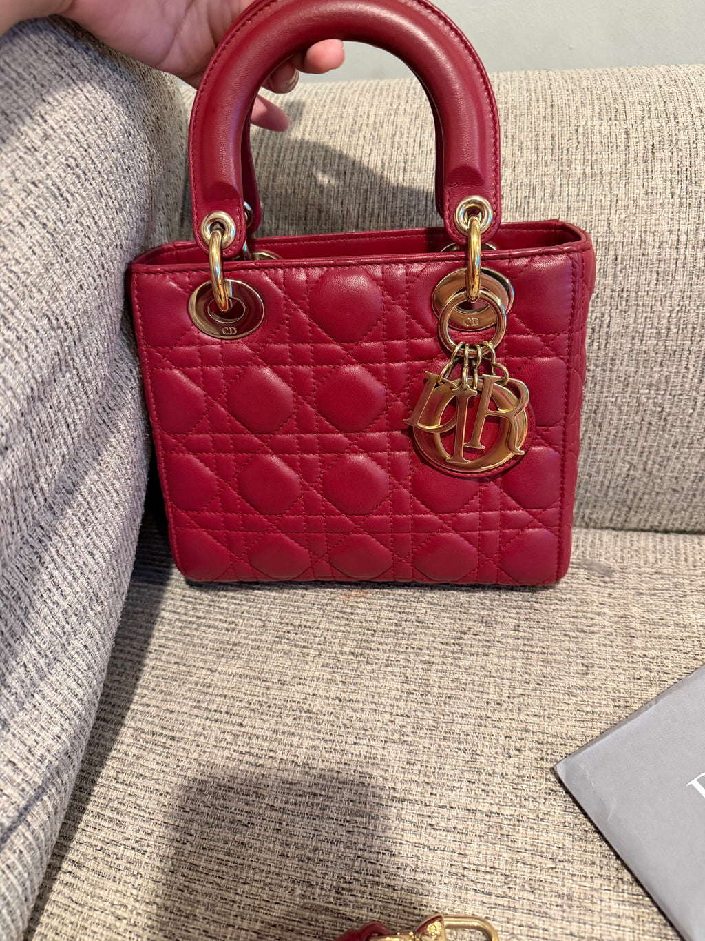 Lady Dior Small Red ABC Strap