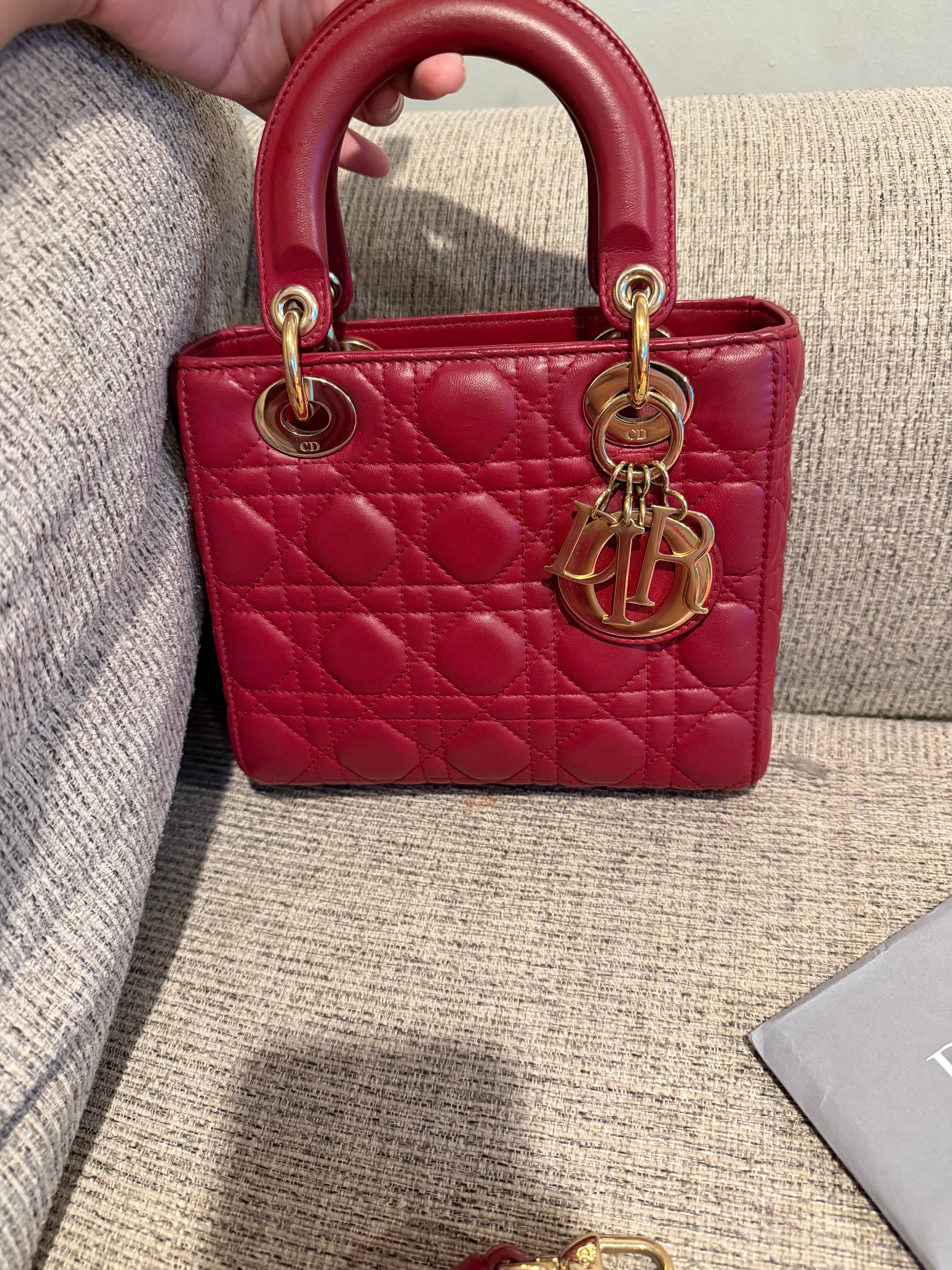 Lady Dior Small Red ABC Strap