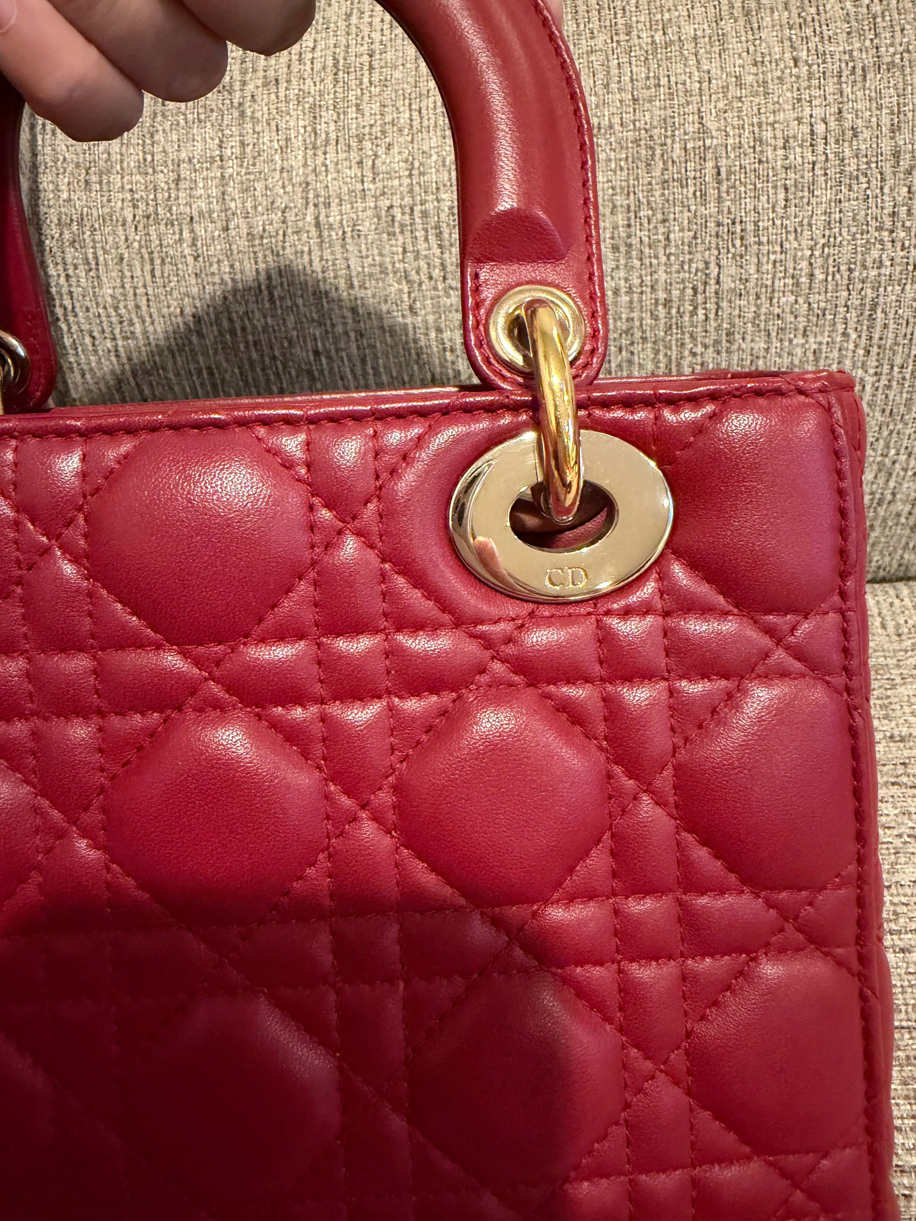 Lady Dior Small Red ABC Strap