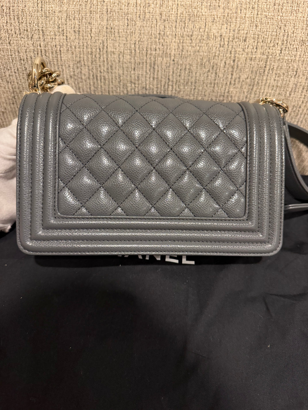 Chanel Leboy Small Grey Champagne Gold HW*Microchipped*