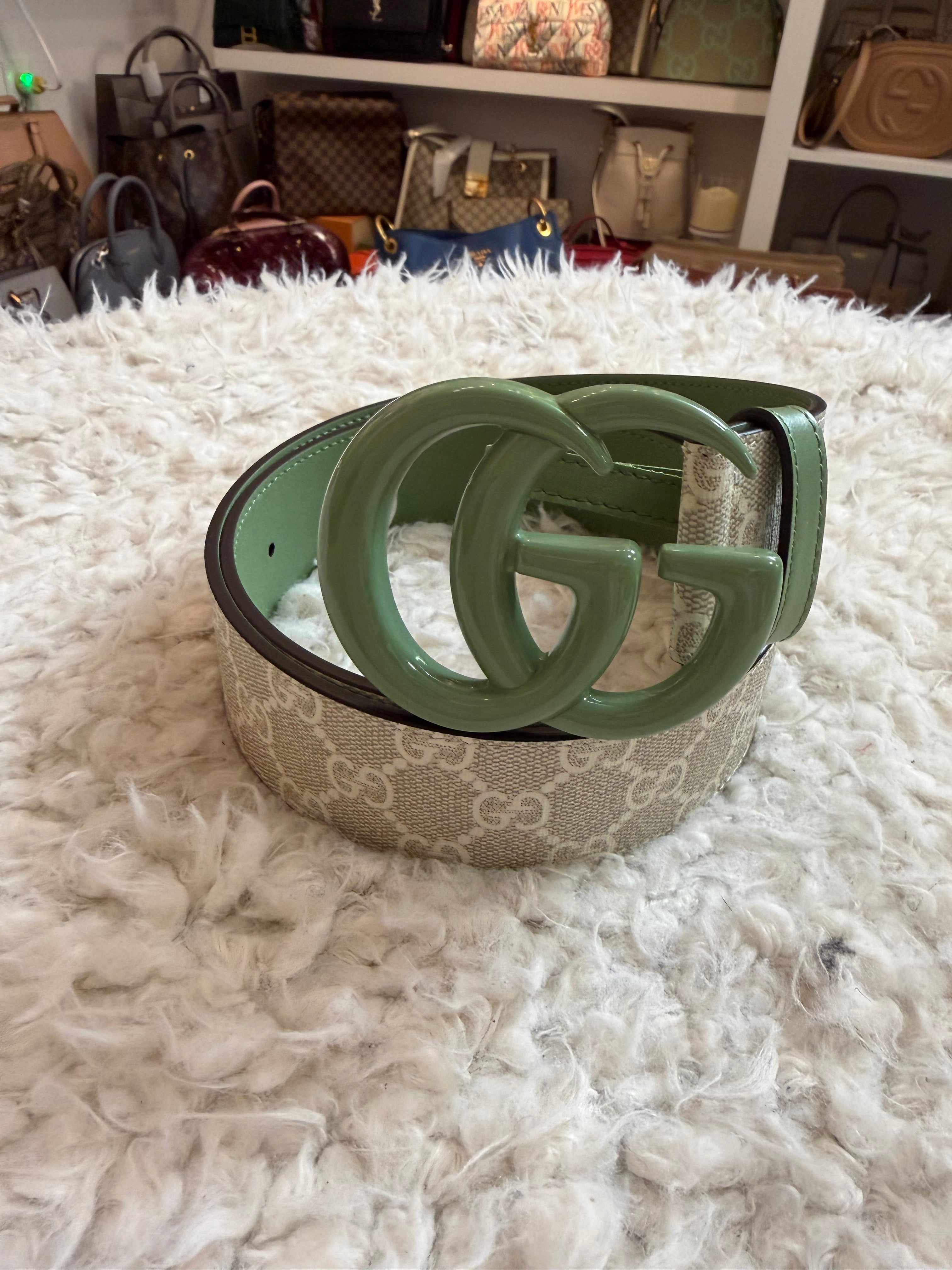 Gucci Belt White Gg Green sz 80 Bnew Limited