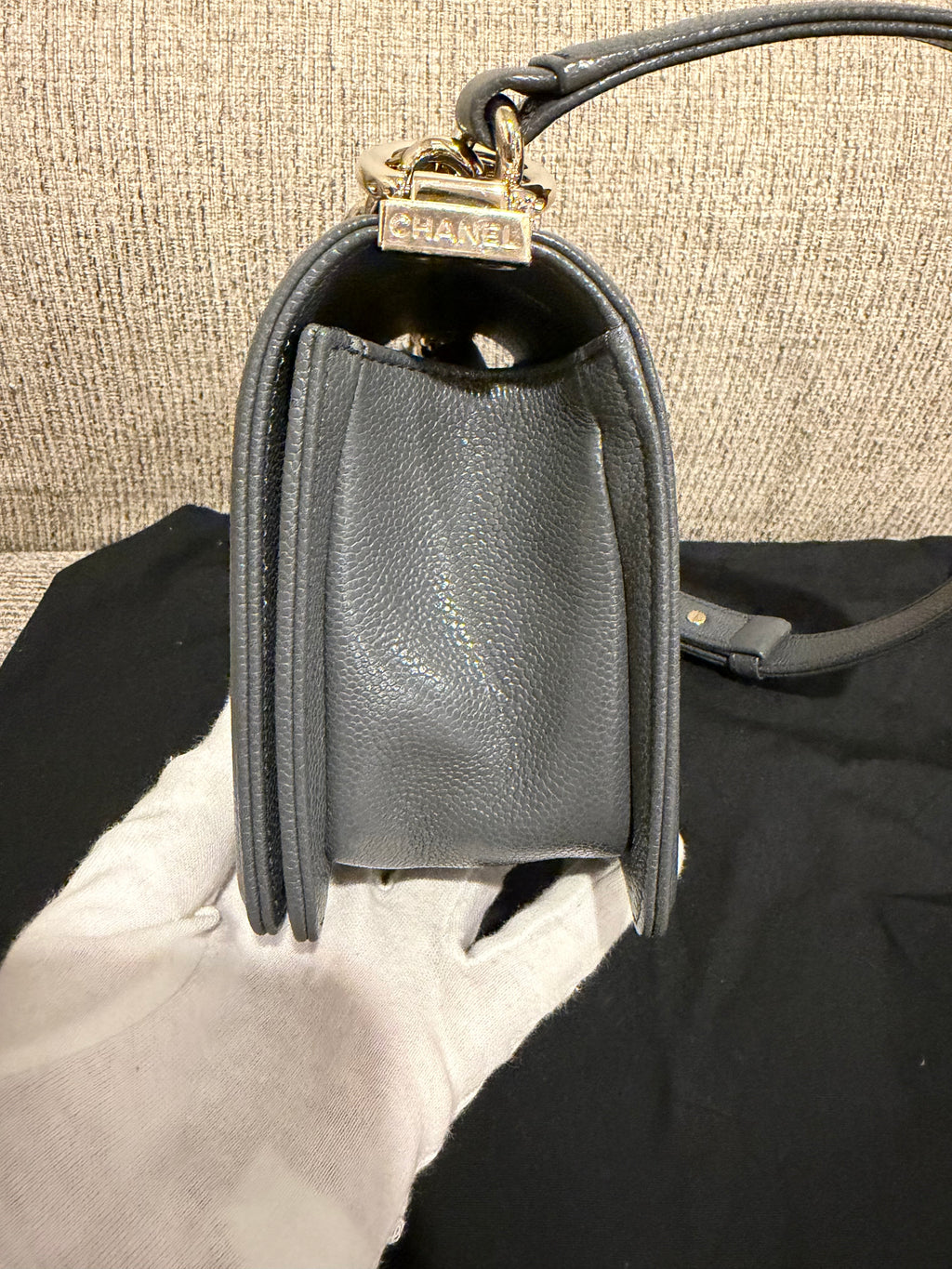 Chanel Leboy Small Grey Champagne Gold HW*Microchipped*