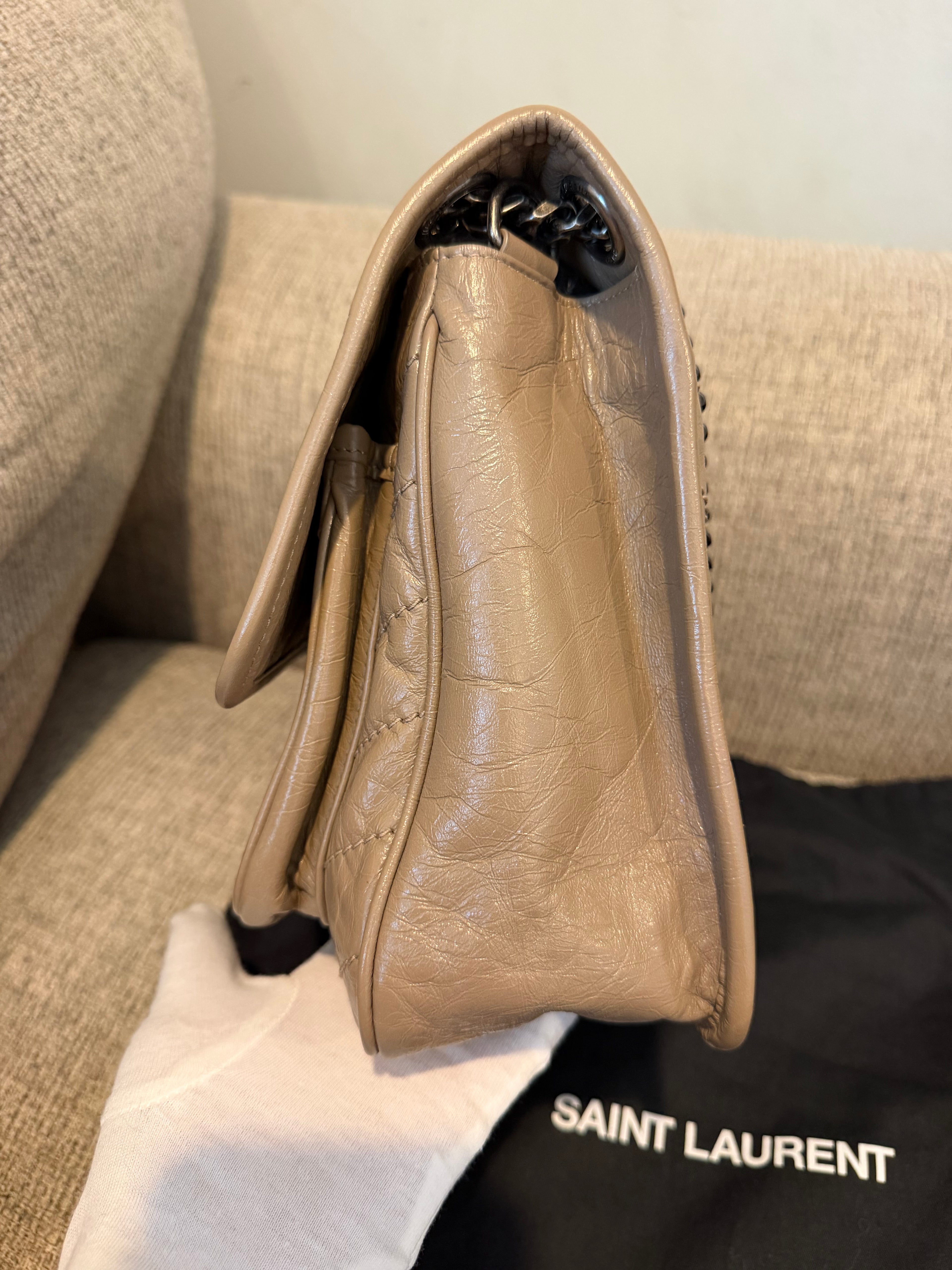 YSL Nikki Medium Dark Beige/Taupe