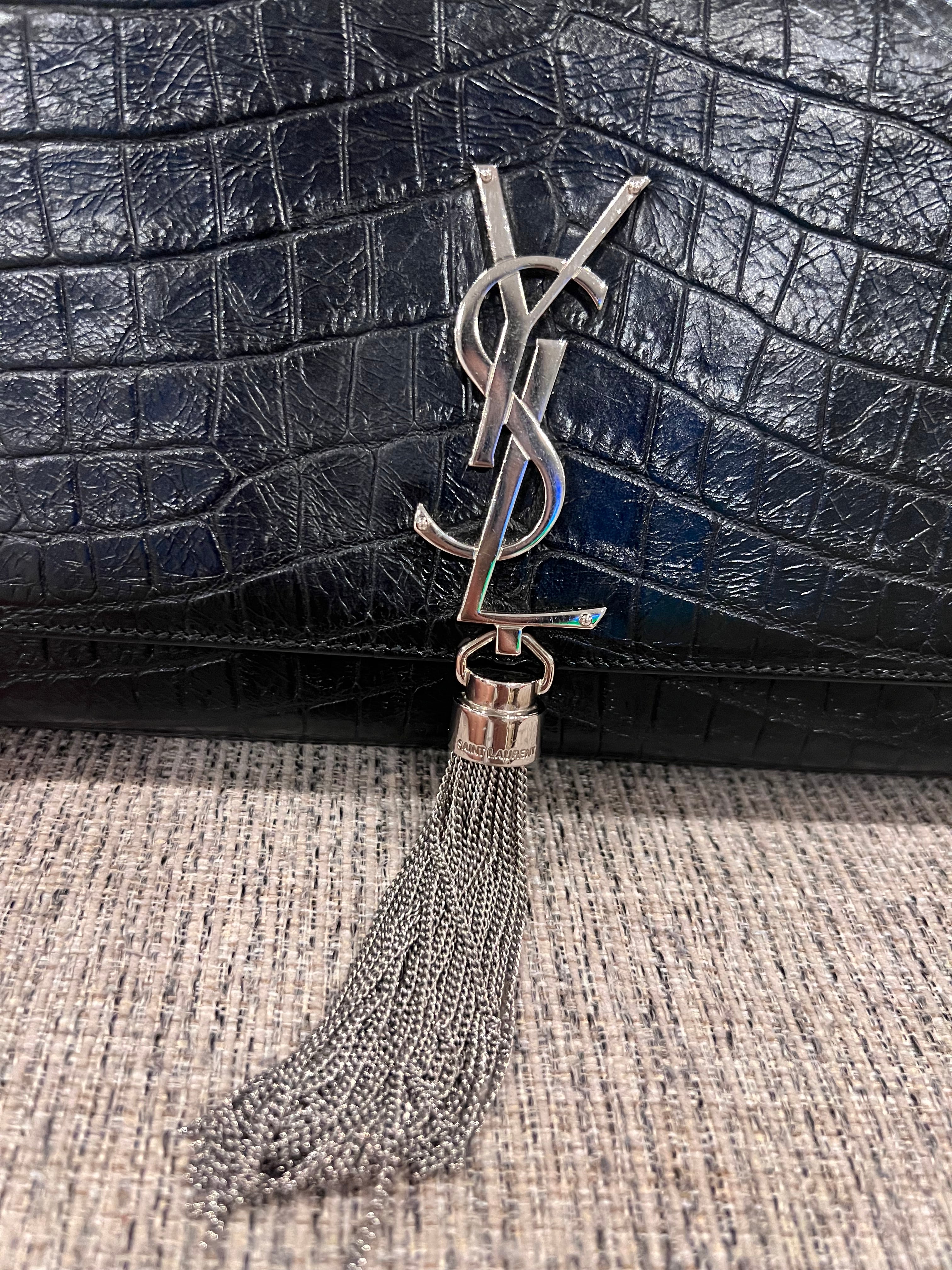 YSL Kate w/ Tassel Croc Medium