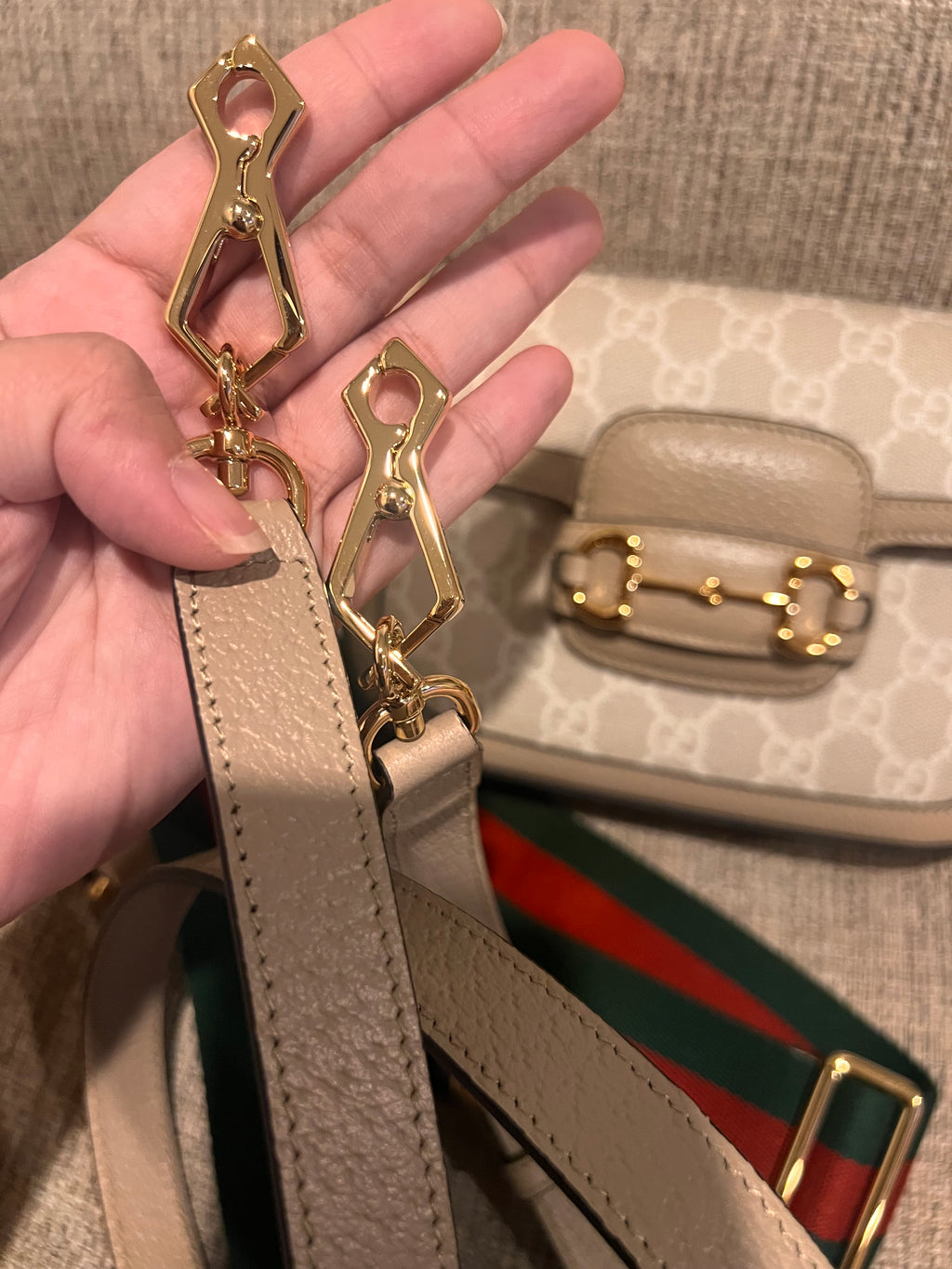 Gucci Horsebit Mini 2-Straps Limited White logo