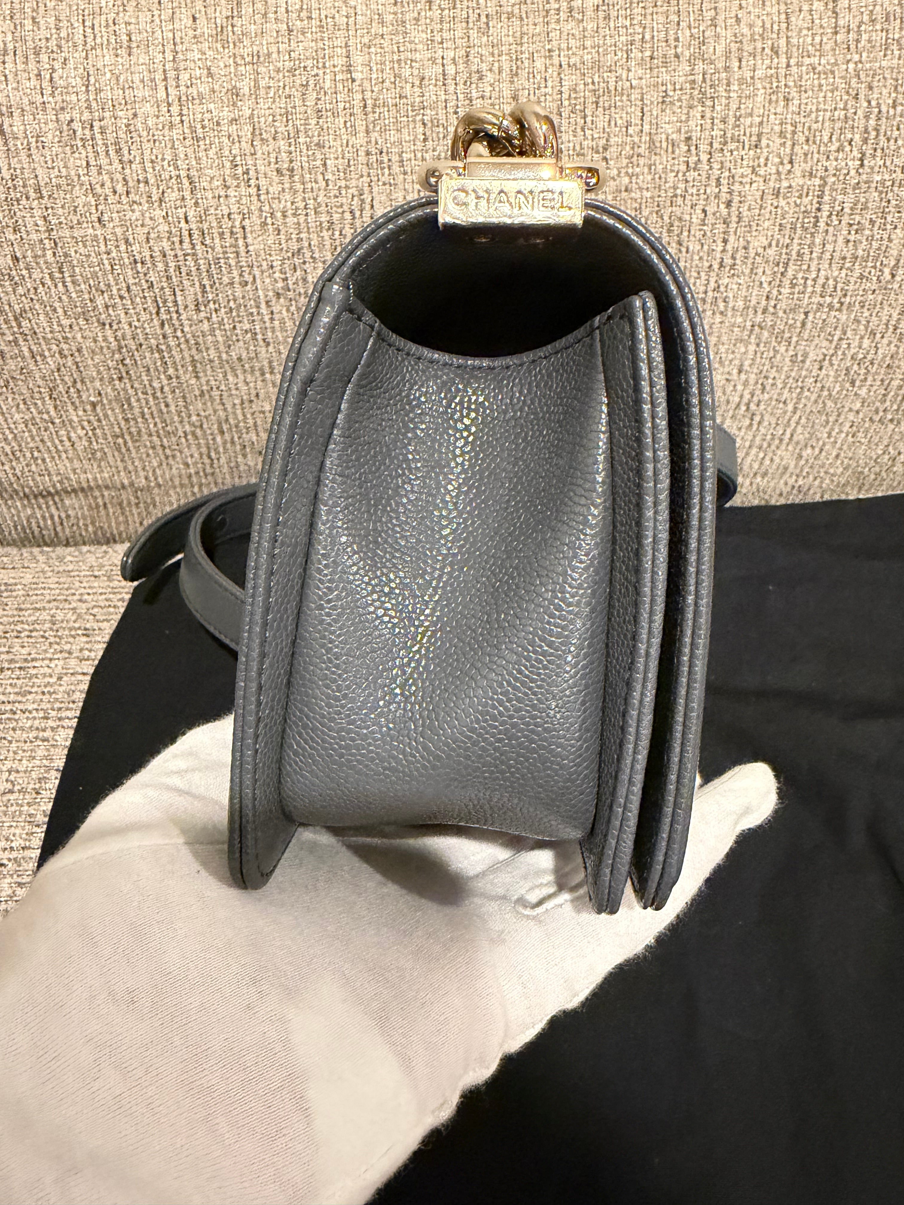 Chanel Leboy Small Grey Champagne Gold HW*Microchipped*