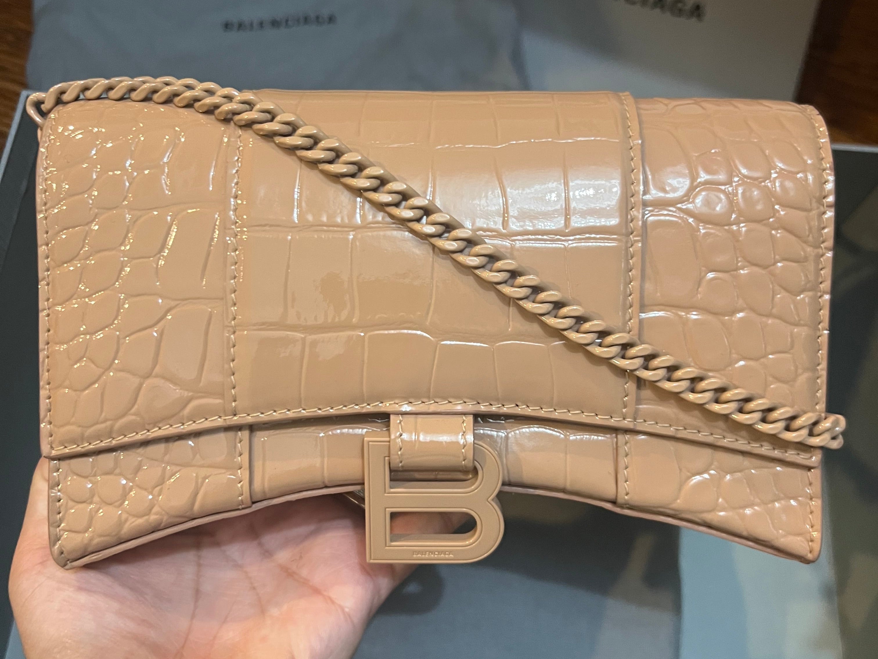 Balenciaga Hourglass WOC Croc Monochrome