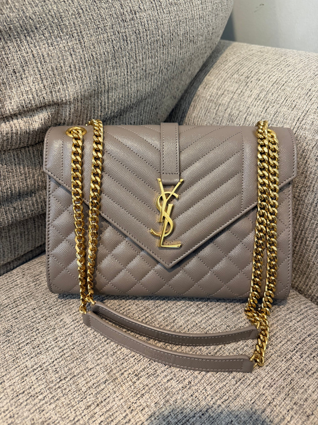 YSL Envelope Medium Taupe