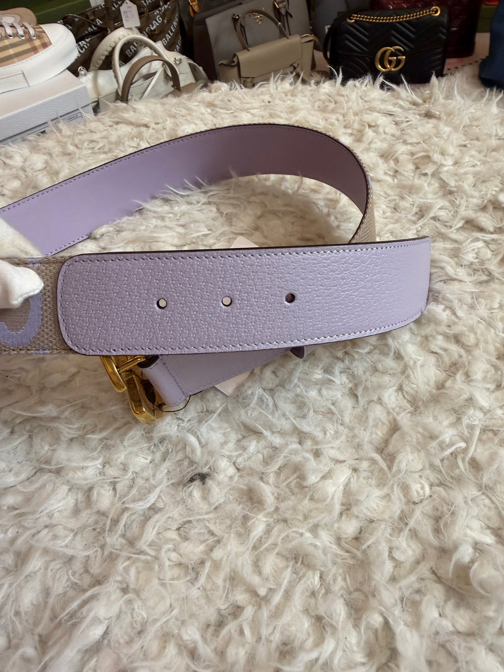 Gucci Marmont Belt Jumbo Logo lavender size 75 Bnew