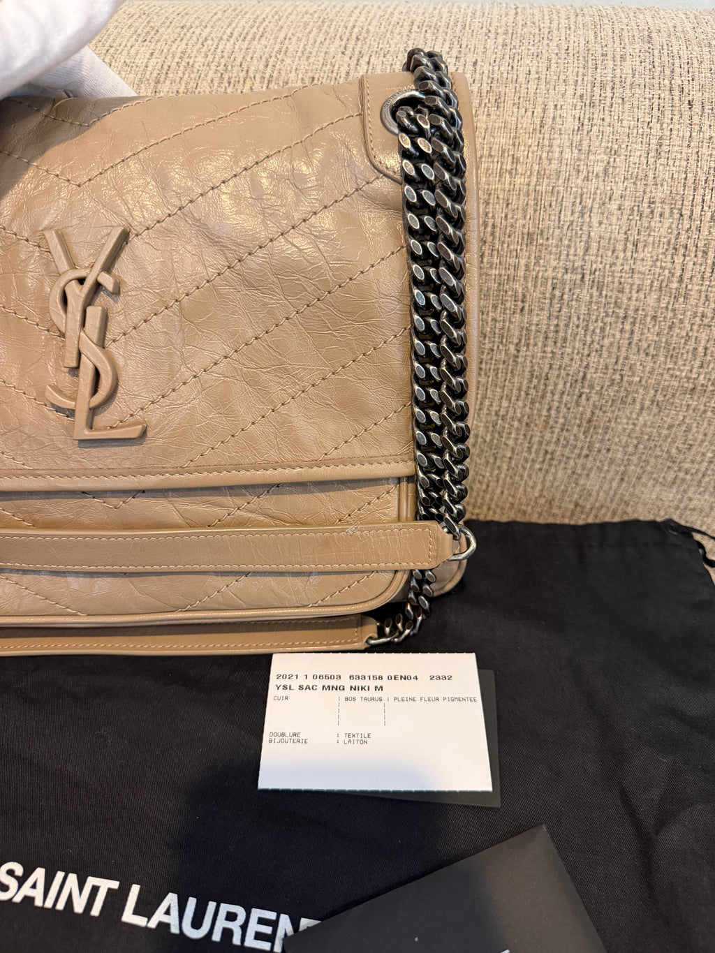 YSL Nikki Medium Dark Beige/Taupe