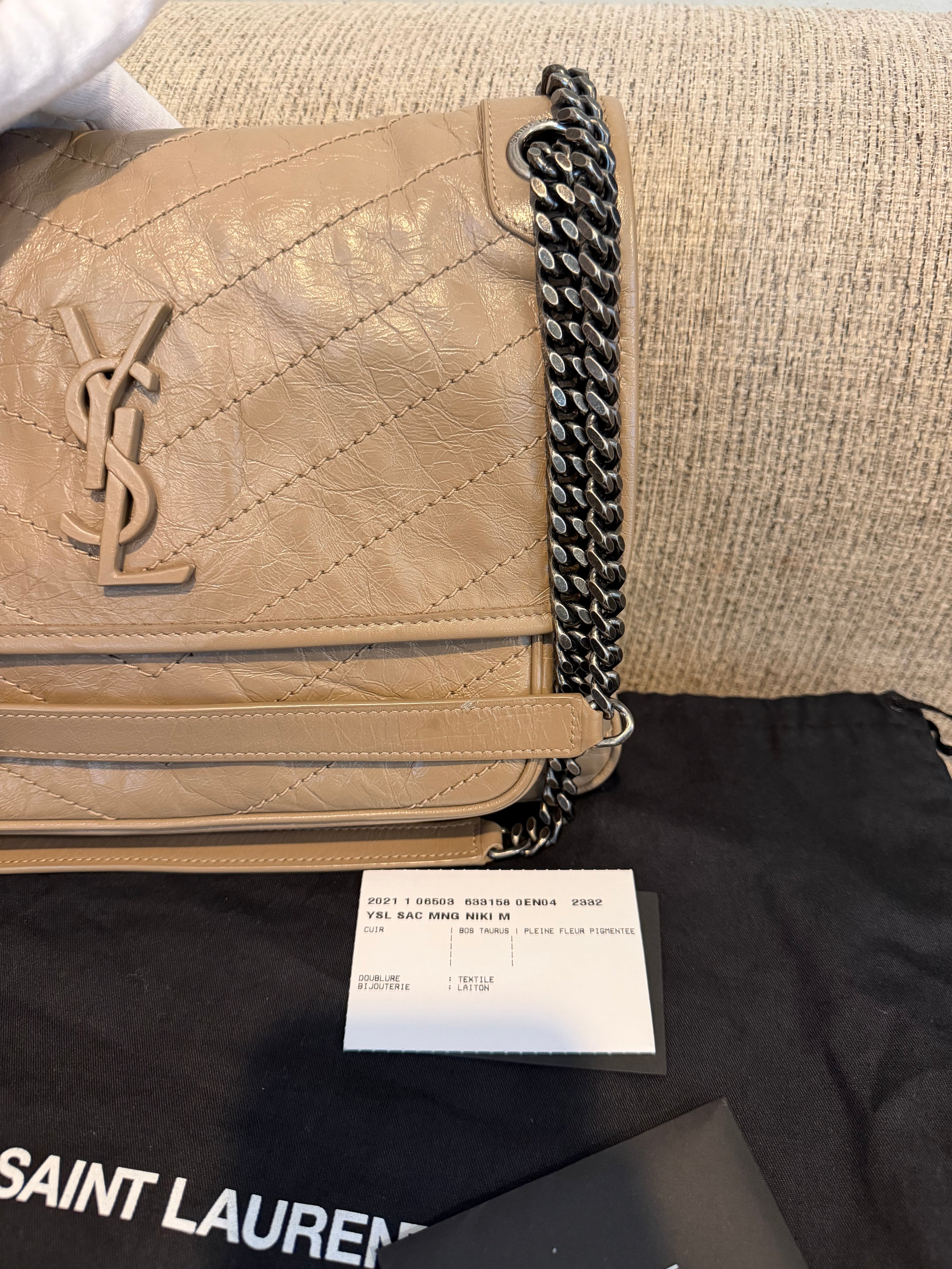 YSL Nikki Medium Dark Beige/Taupe