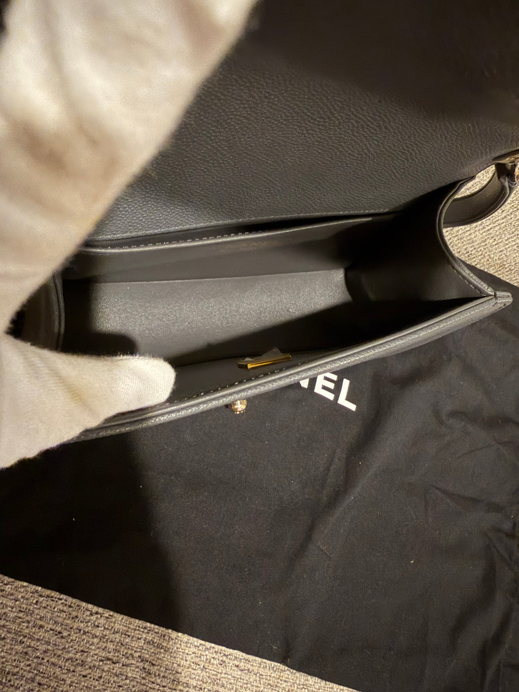 Chanel Leboy Small Grey Champagne Gold HW*Microchipped*