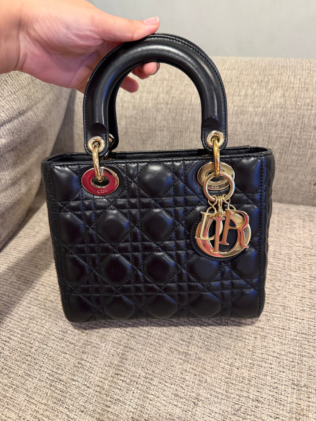 Lady Dior Small Black GHW