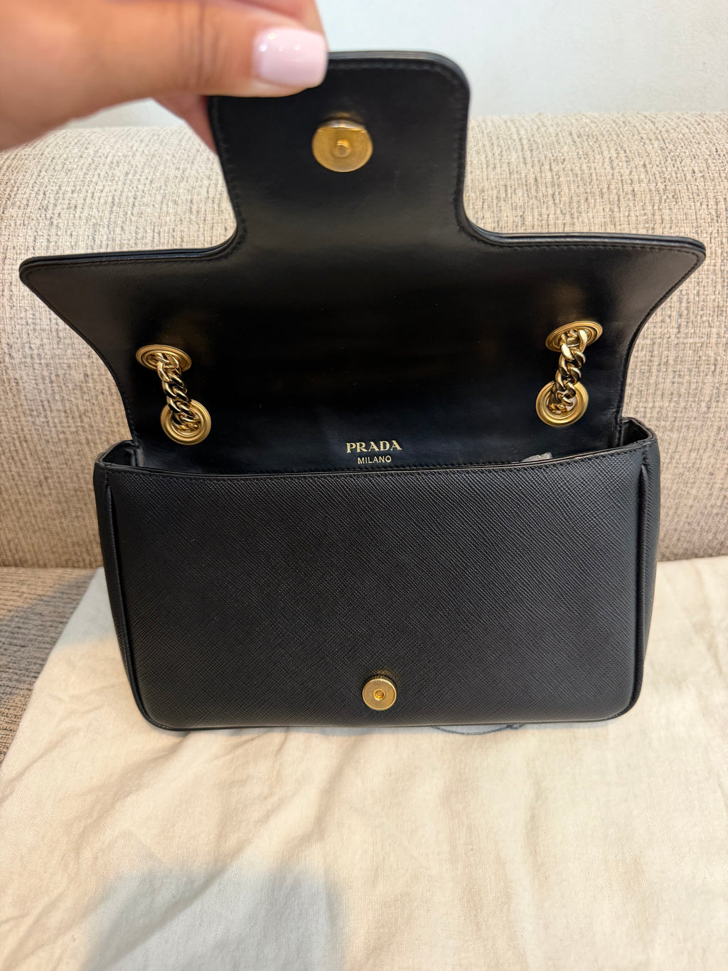 Prada Saffiano Flap Chain Bag