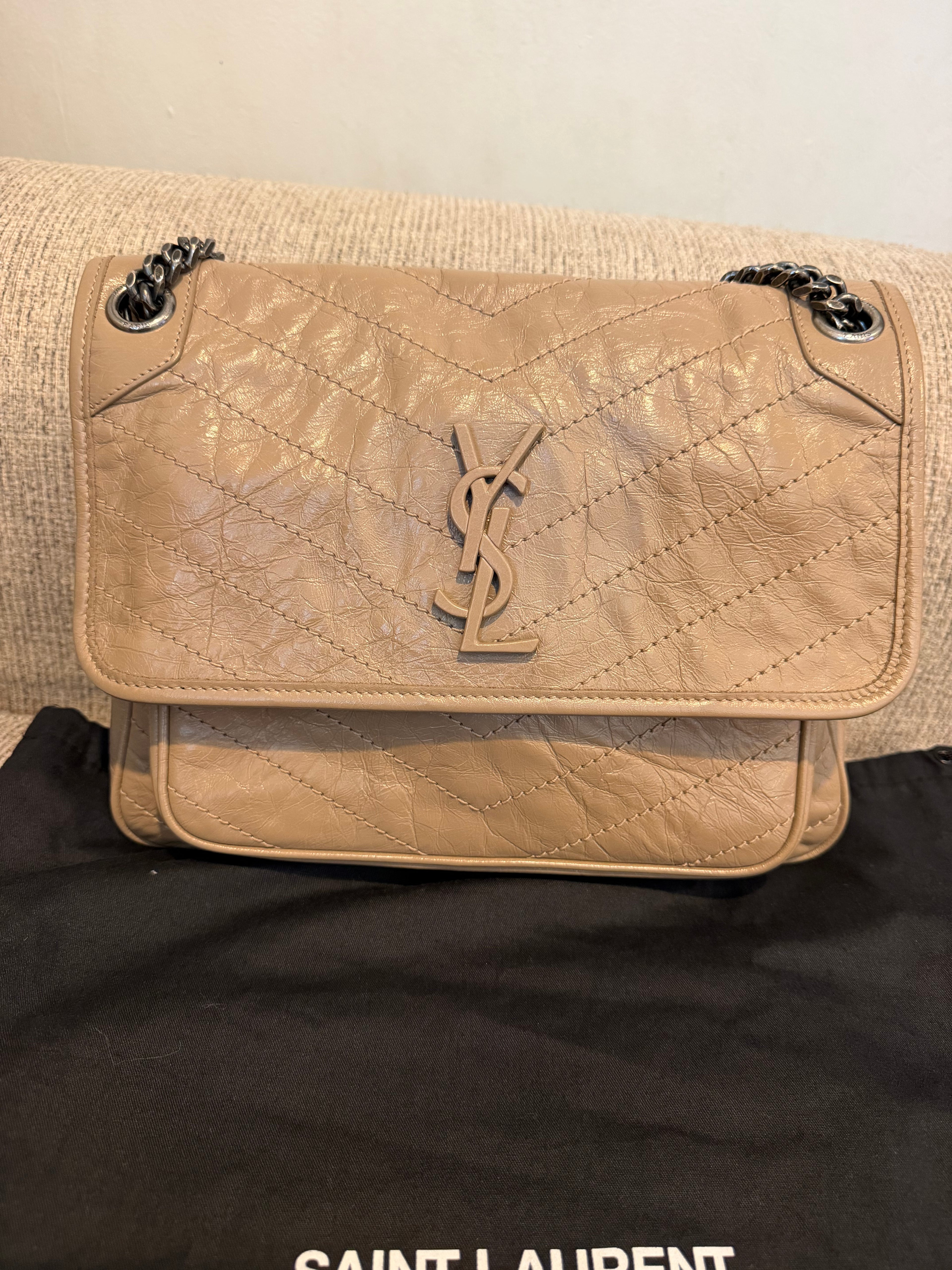 YSL Nikki Medium Dark Beige/Taupe