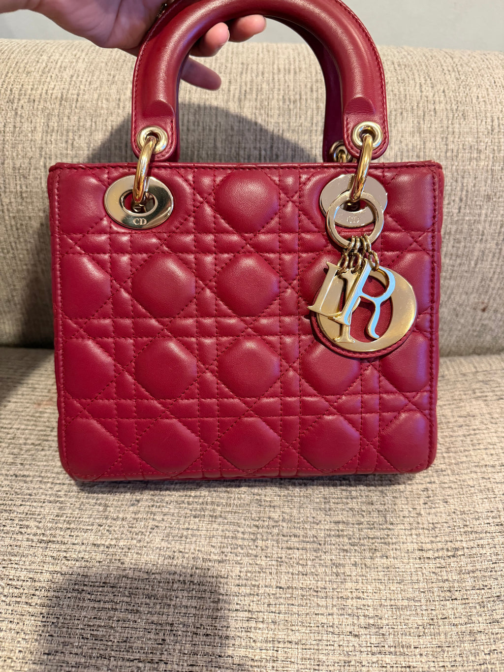Lady Dior Small Red ABC Strap