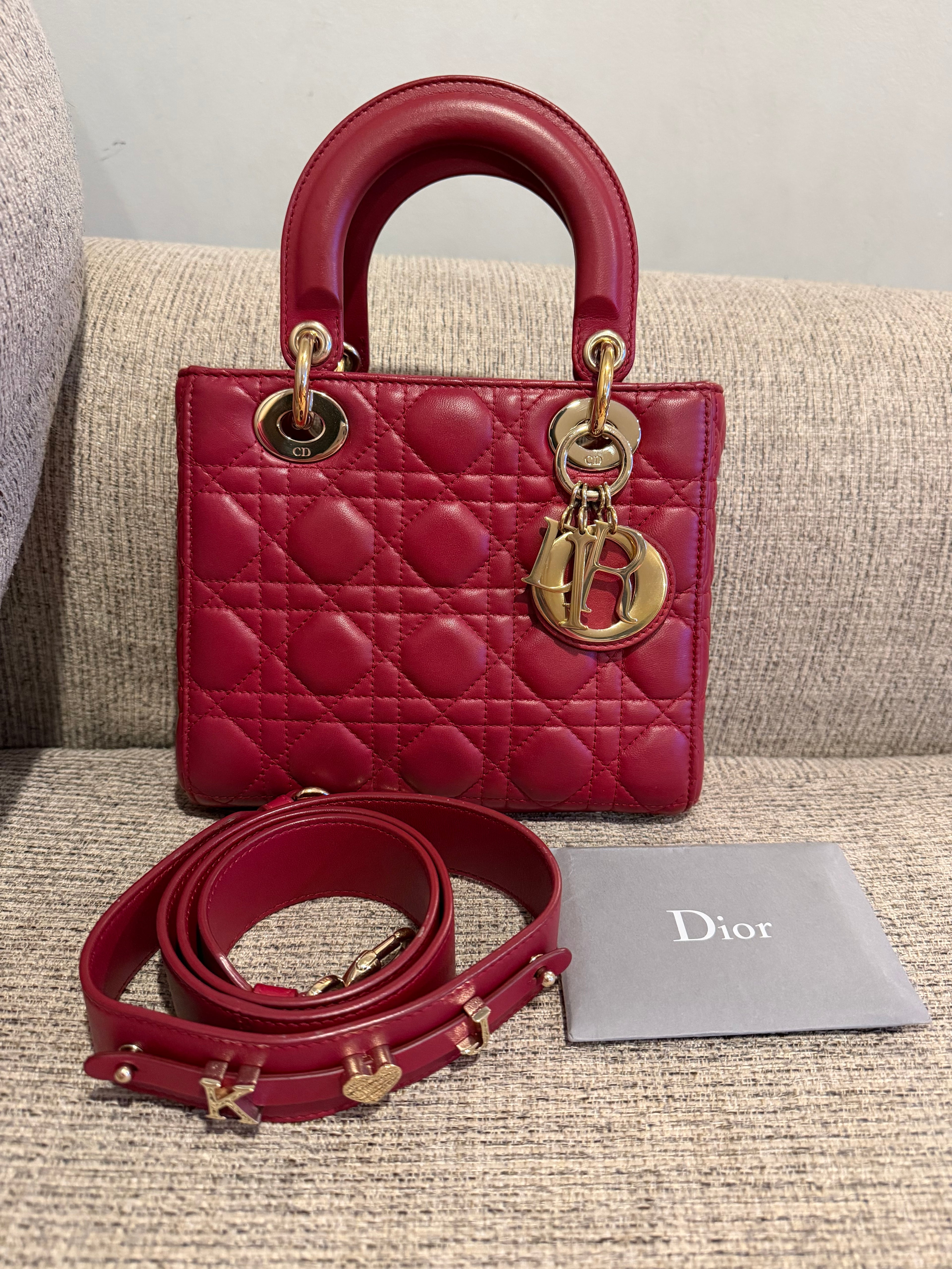 Lady Dior Small Red ABC Strap