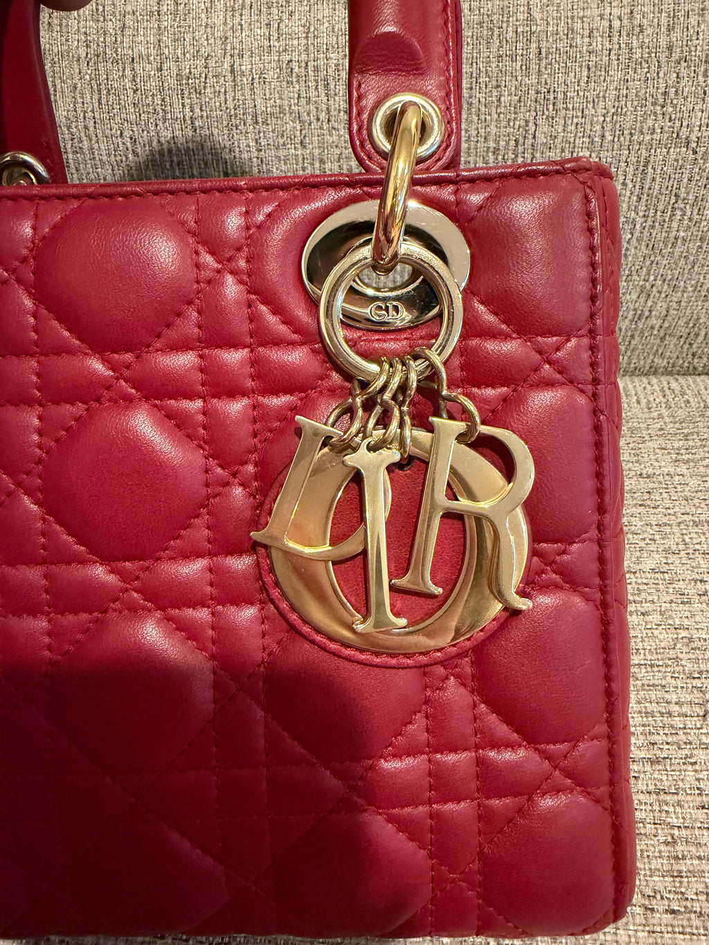 Lady Dior Small Red ABC Strap