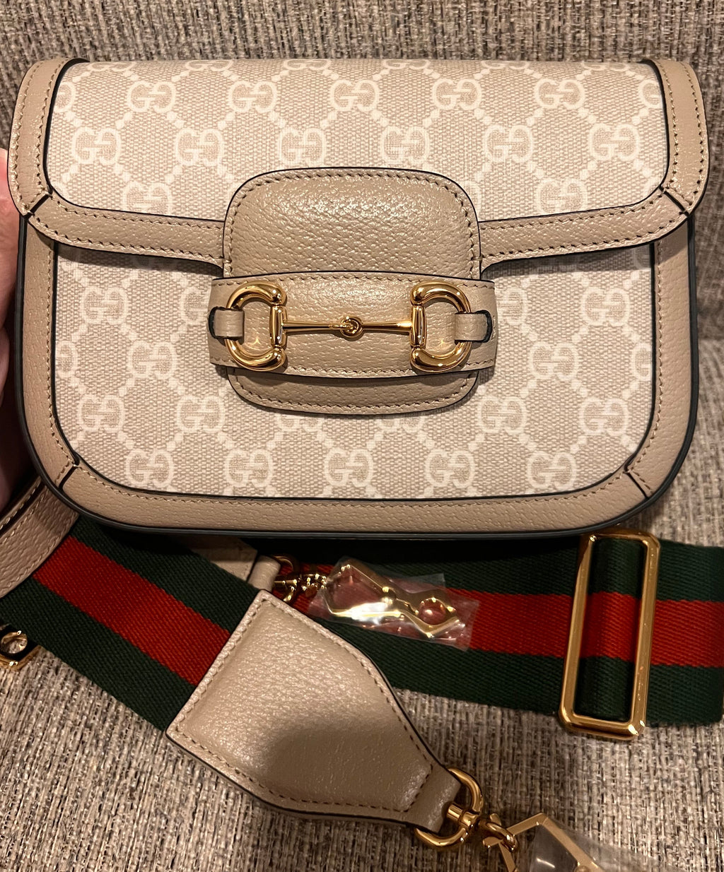 Gucci Horsebit Mini 2-Straps Limited White logo