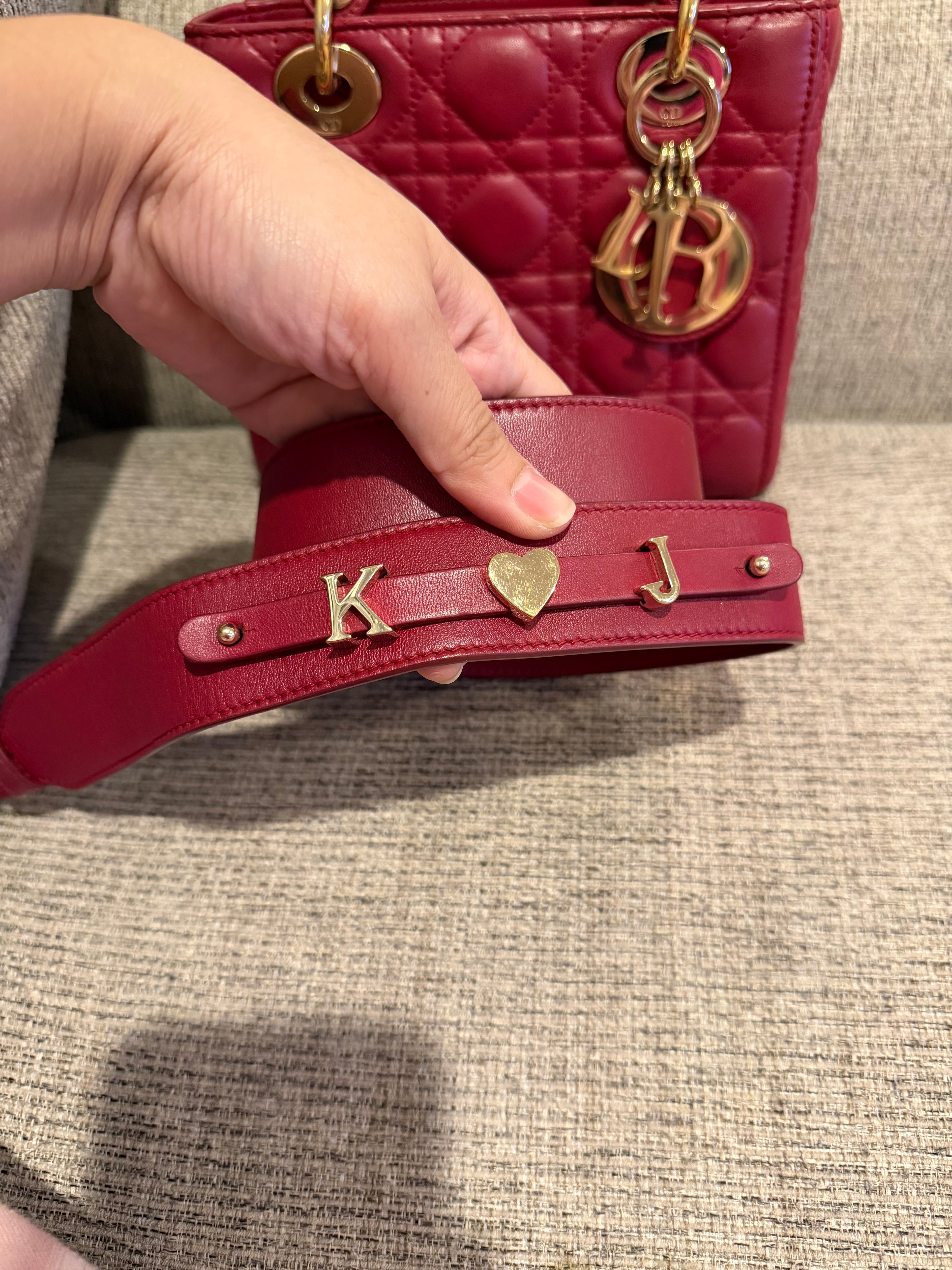 Lady Dior Small Red ABC Strap