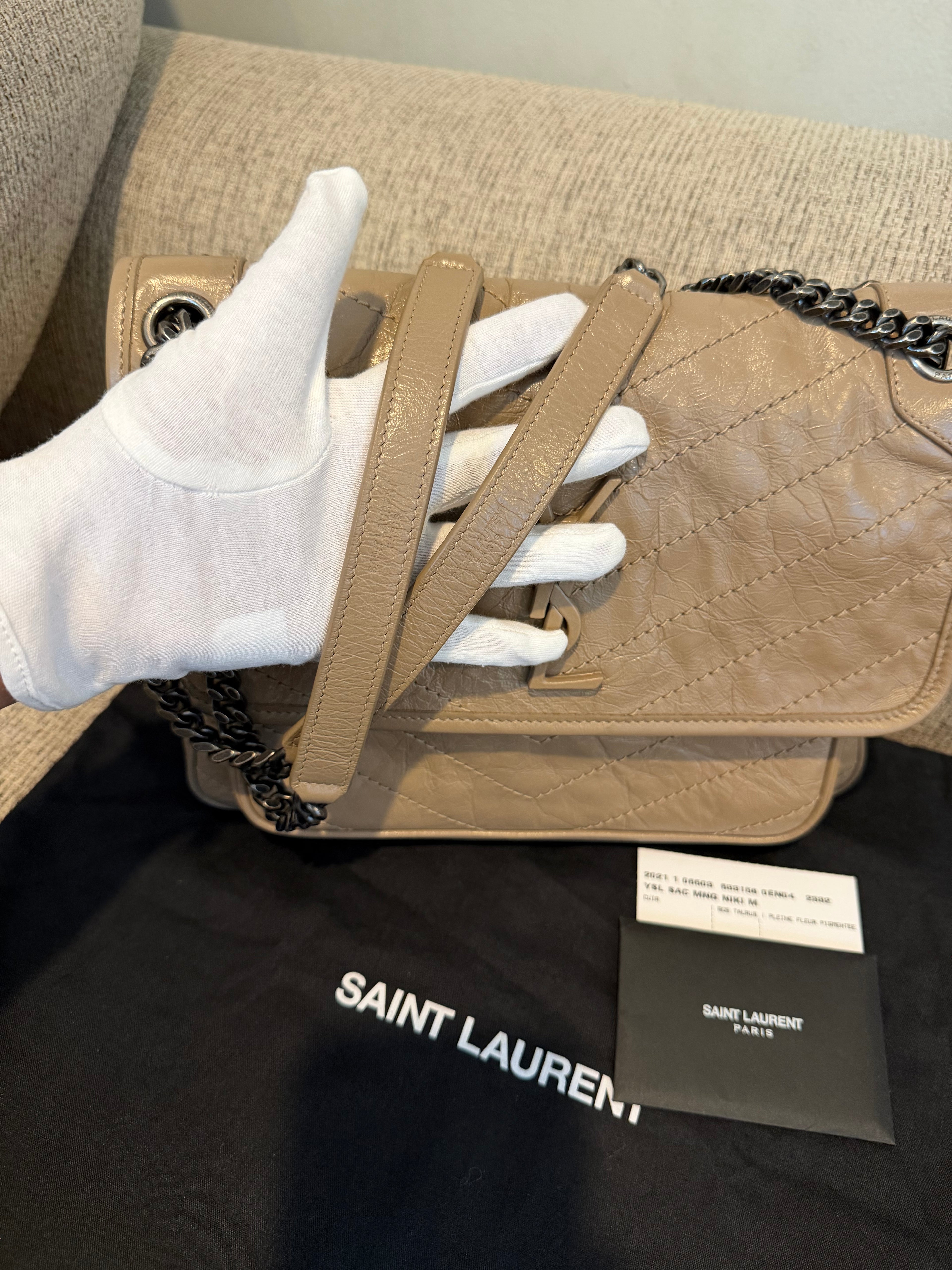 YSL Nikki Medium Dark Beige/Taupe