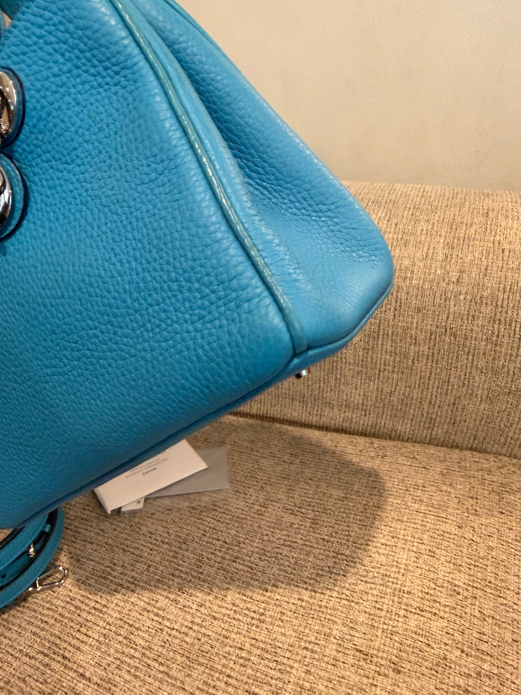 Lady Dior Small Blue Grained Leather