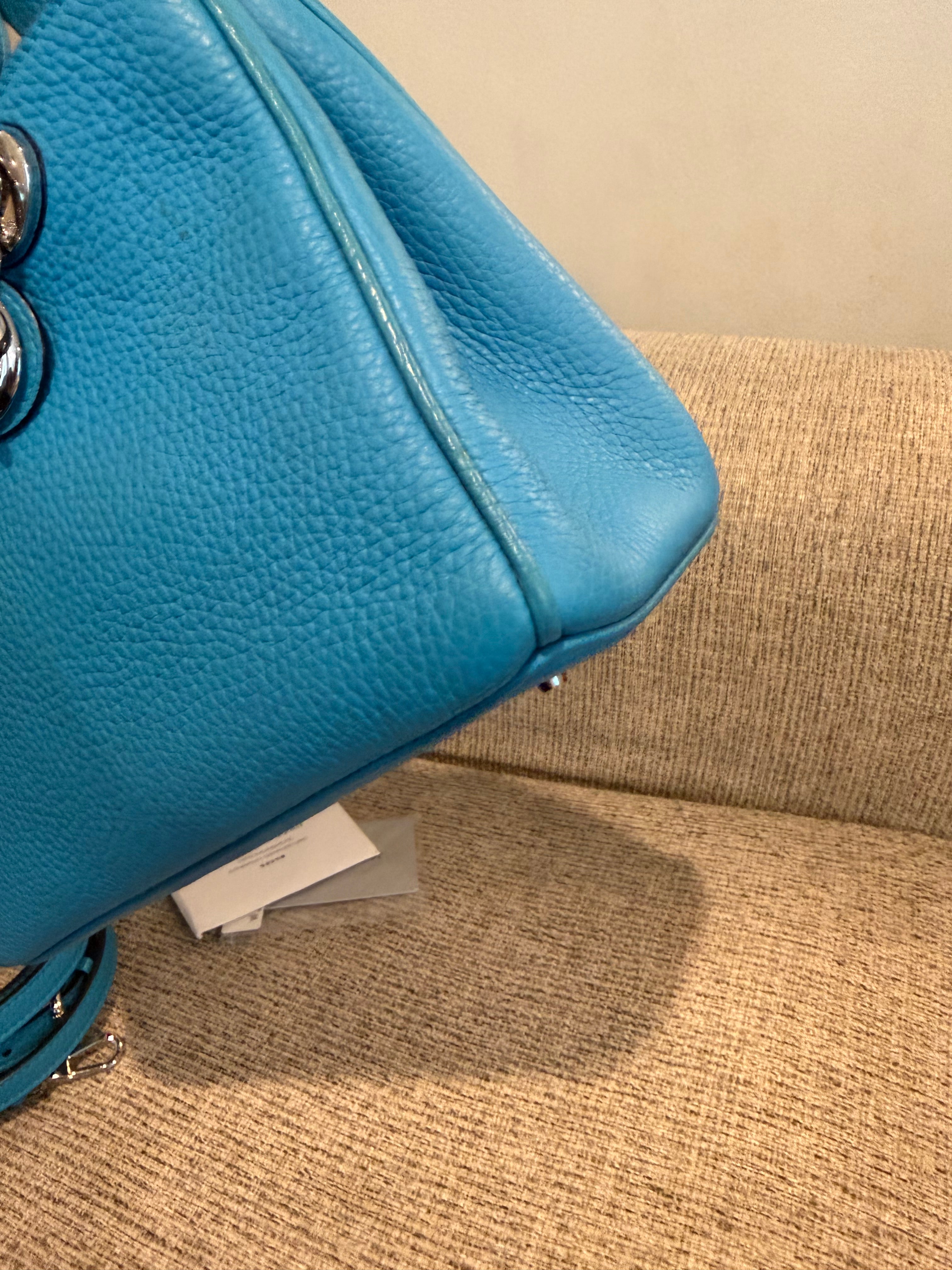 Lady Dior Small Blue Grained Leather