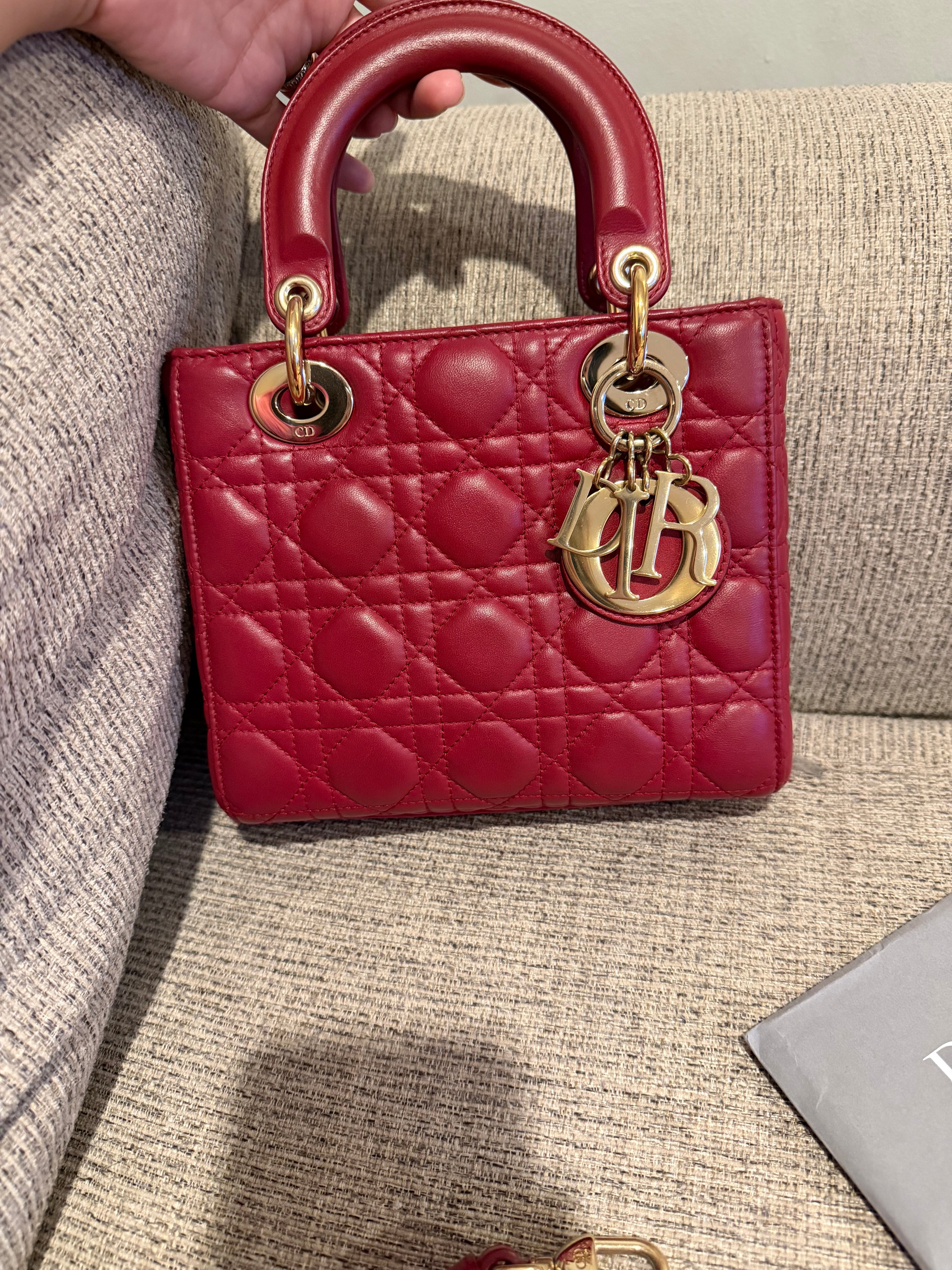 Lady Dior Small Red ABC Strap