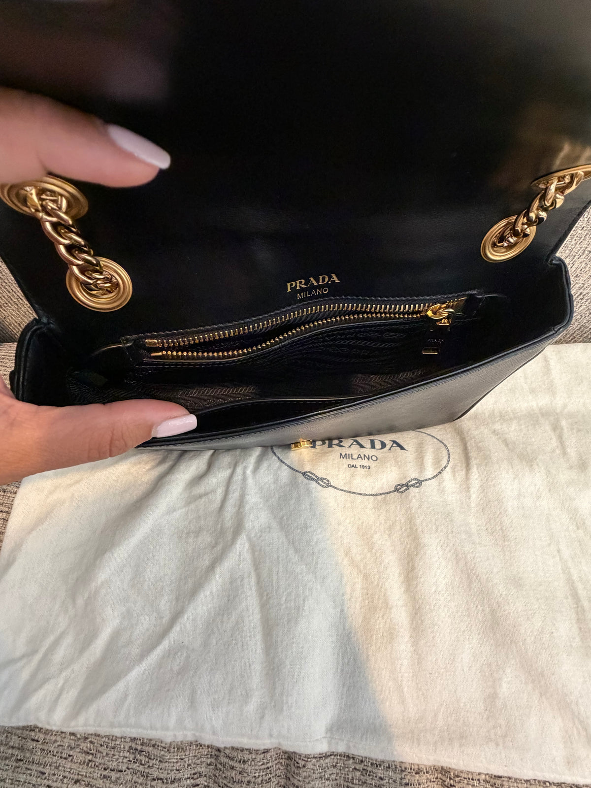 Prada Saffiano Flap Chain Bag