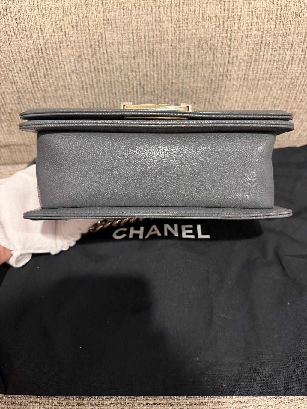 Chanel Leboy Small Grey Champagne Gold HW*Microchipped*